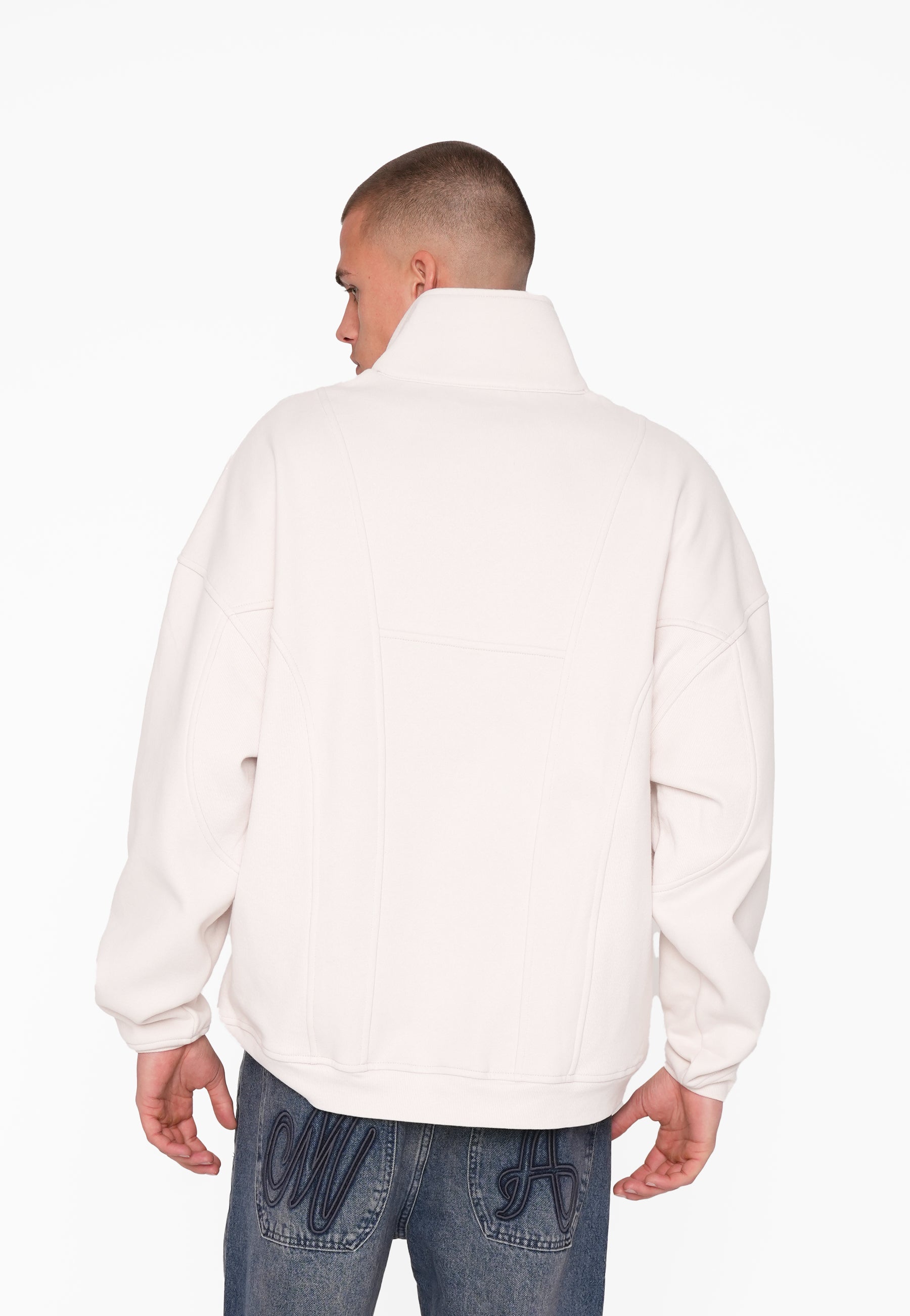 Multiply Apparel Oversize Half Zip Polo EXPLORER White Sand – weitere Ansicht 5