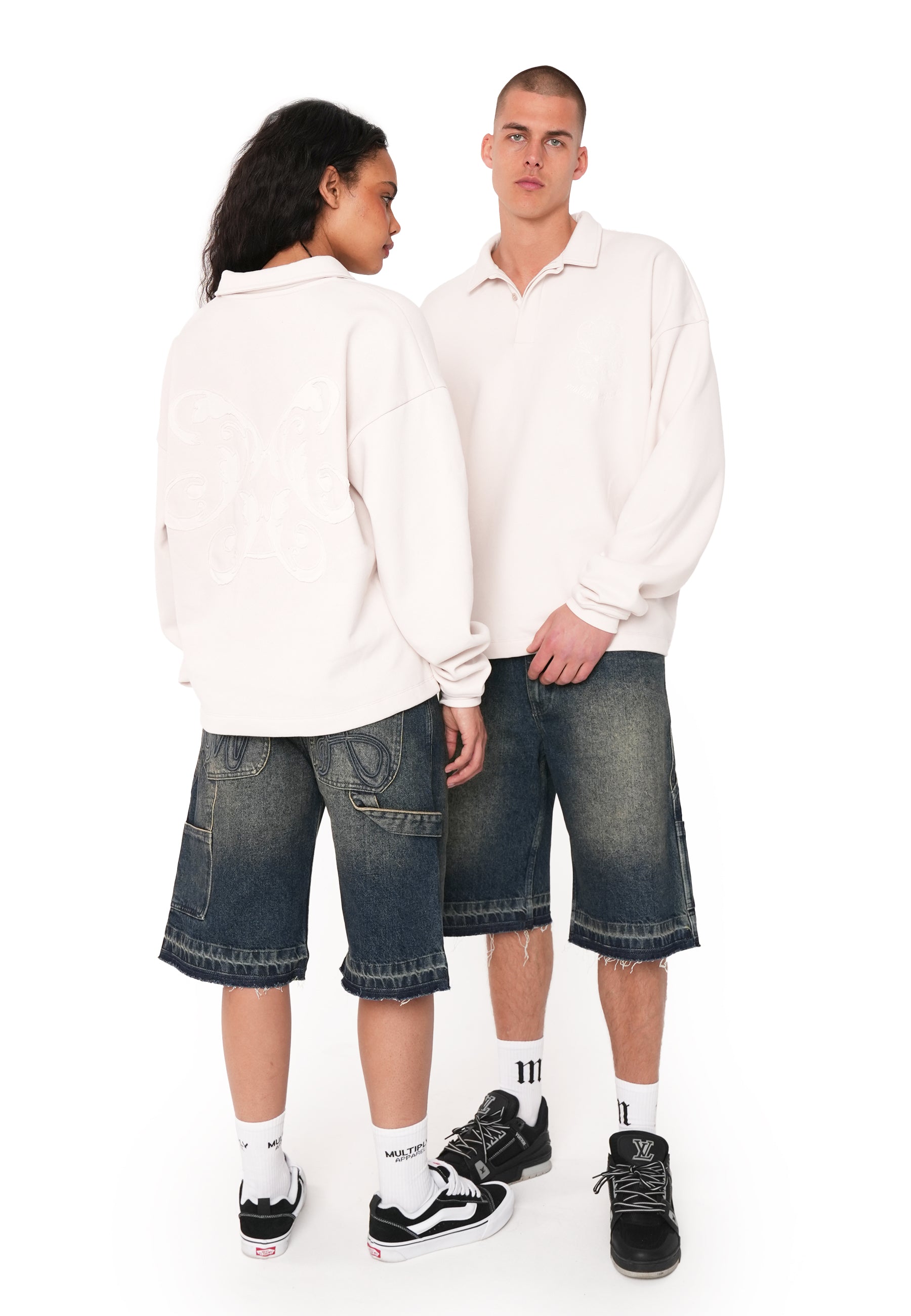 Multiply Apparel Oversize Longsleeve Polo INSCRIPTION White Sand – weitere Ansicht 6