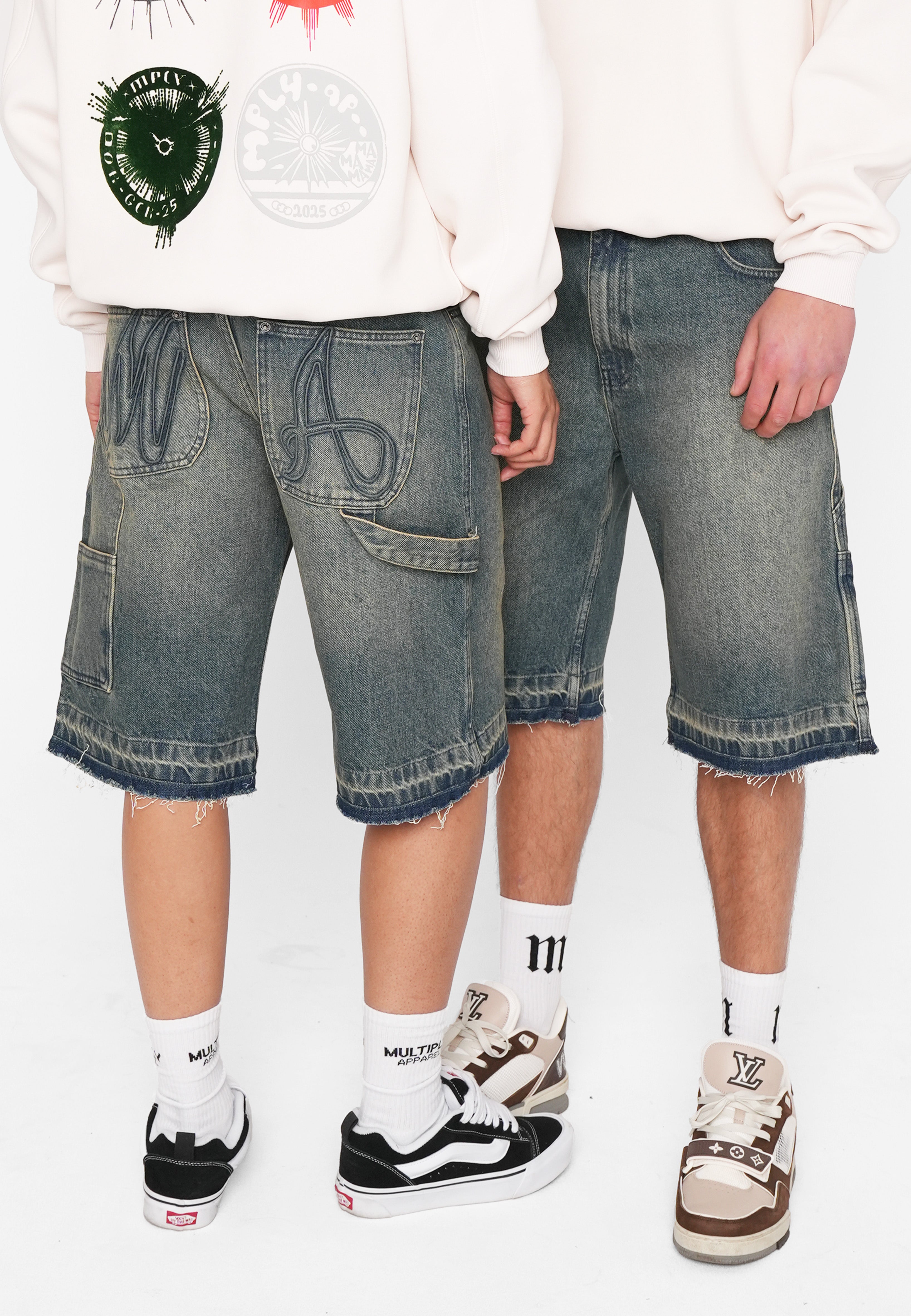 Multiply Apparel Baggy Denim JORTS Blue Sand – weitere Ansicht 3