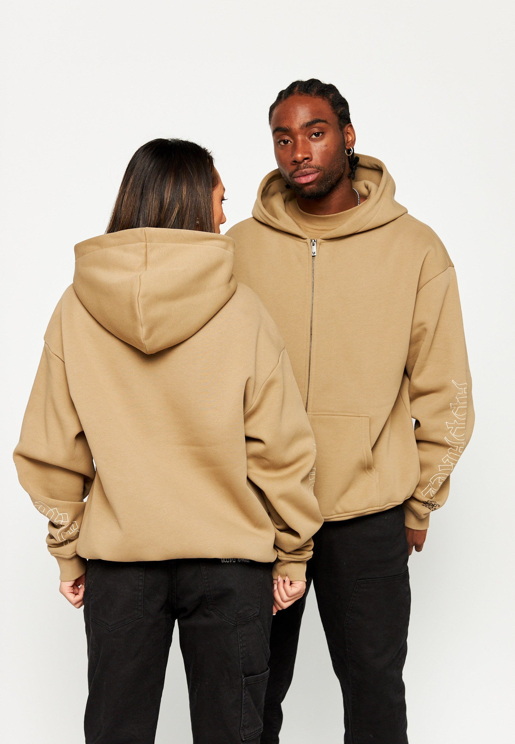Oversize zip hoodie OUTLINE Lead Gray