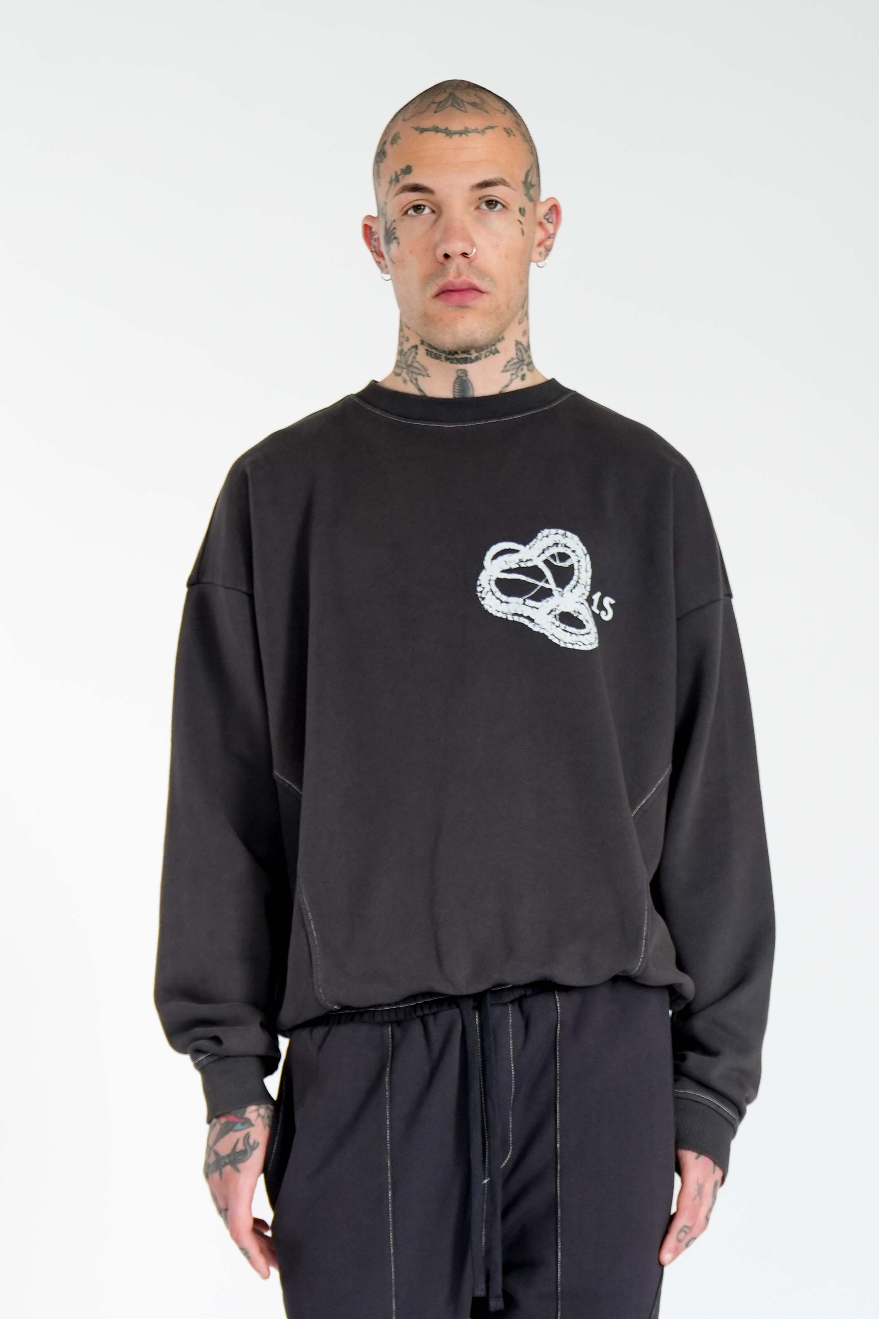 Multiply Apparel Oversize Sweatshirt SERPENT Black Soda Washed – weitere Ansicht 4