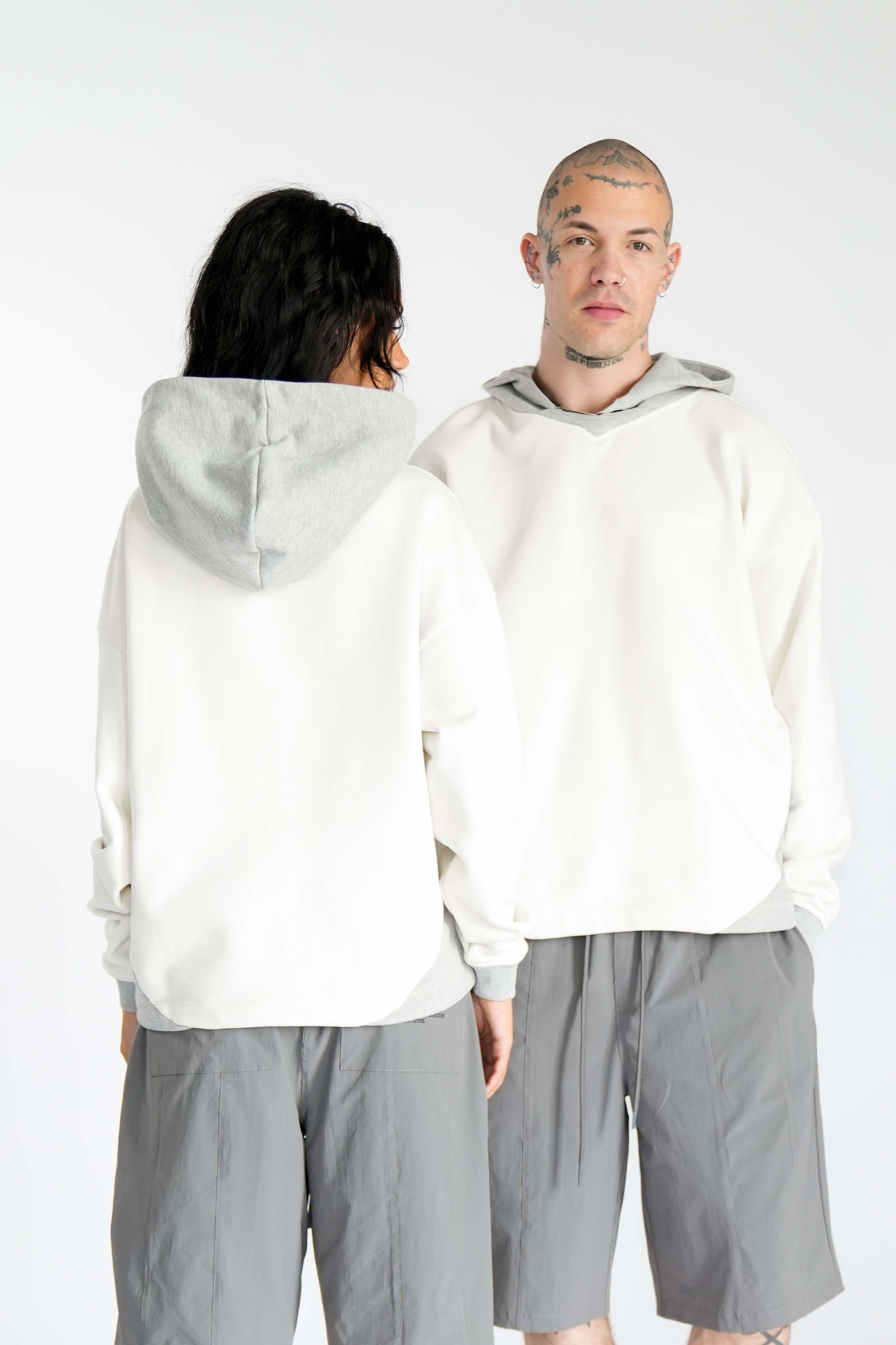 Multiply Apparel Oversize Hoodie DUALITY Grey Melange – Frontalansicht