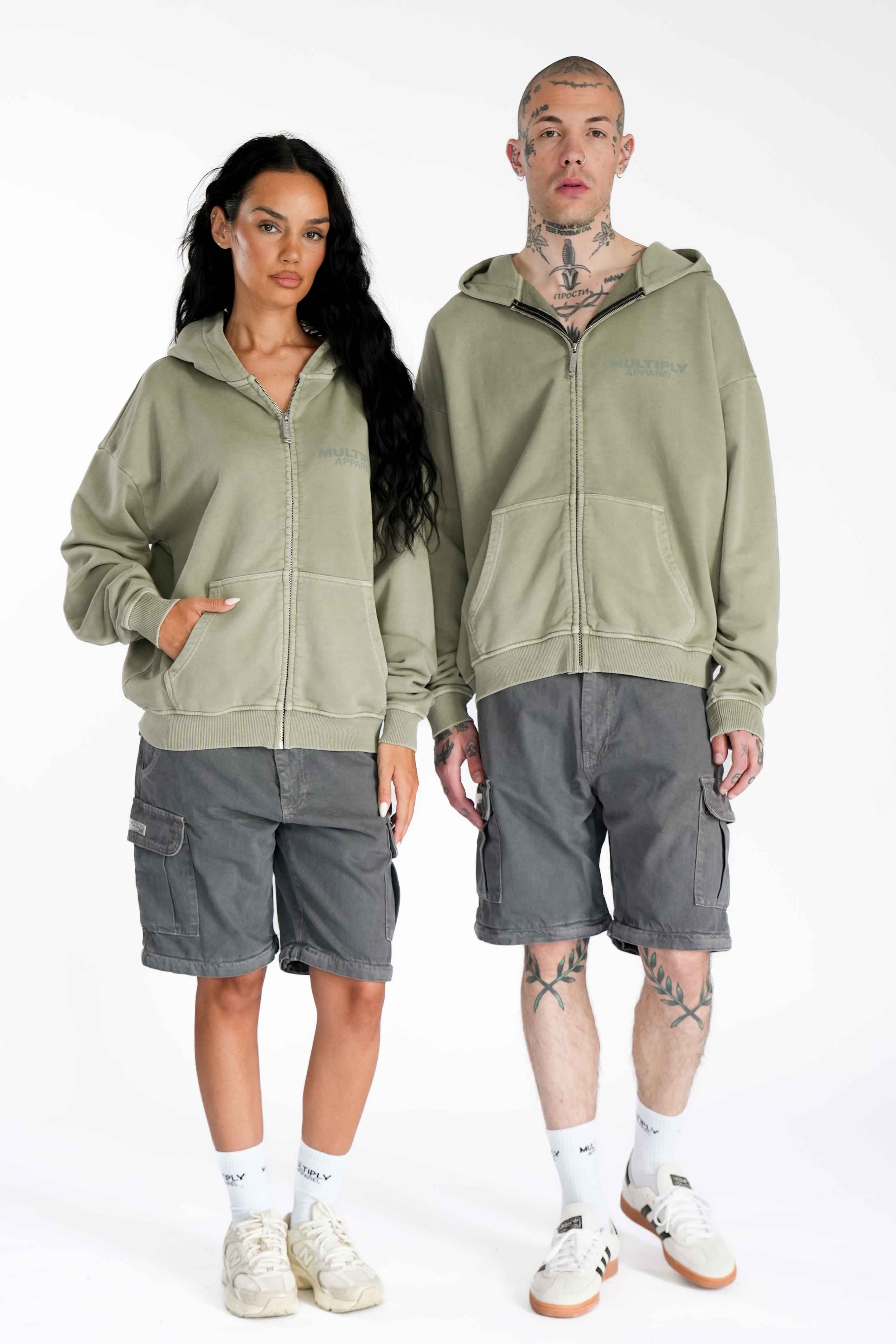 Multiply Apparel Oversize Zip Hoodie IMPRINTS Seagrass Washed – weitere Ansicht 3