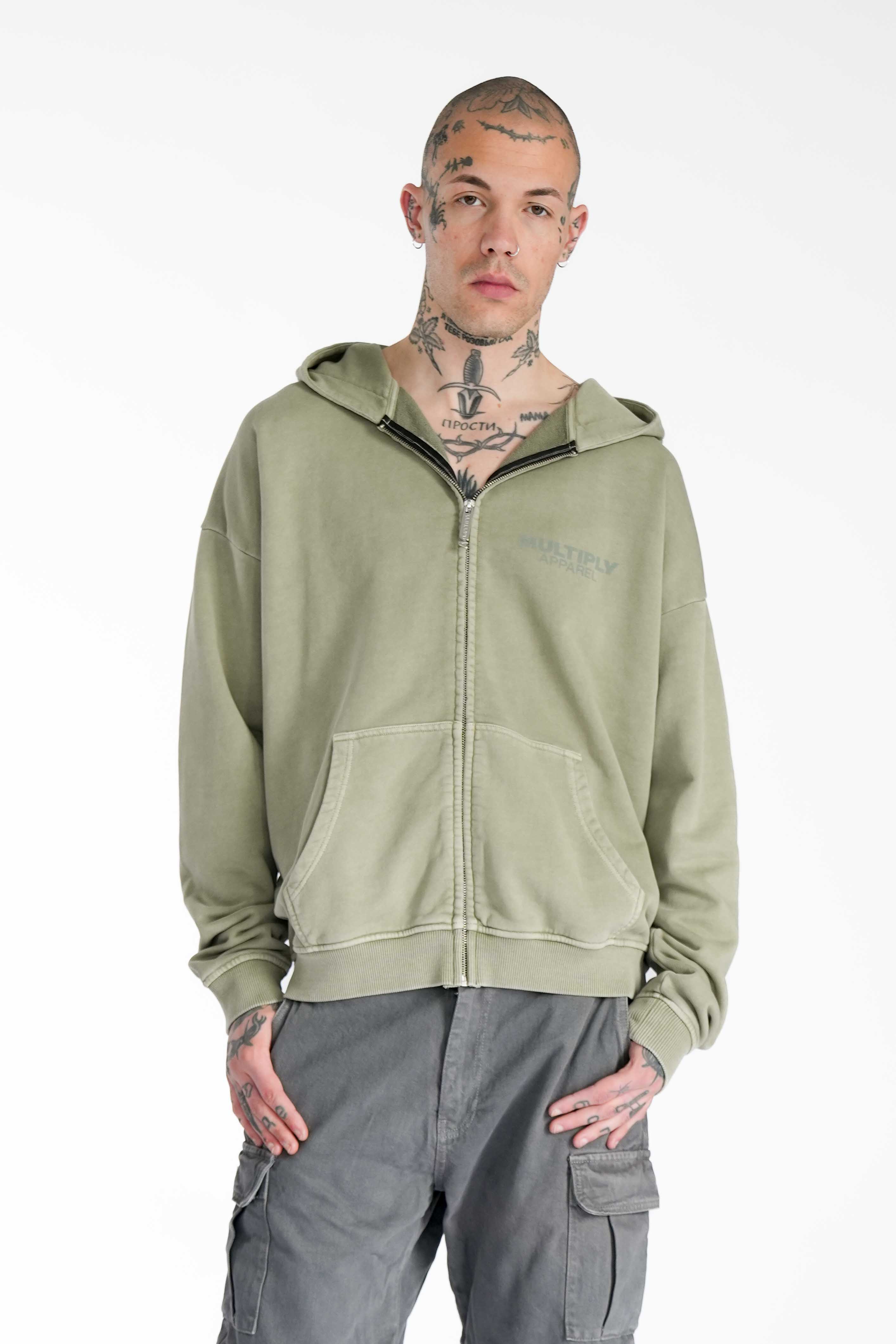 Multiply Apparel Oversize Zip Hoodie IMPRINTS Seagrass Washed – weitere Ansicht 4