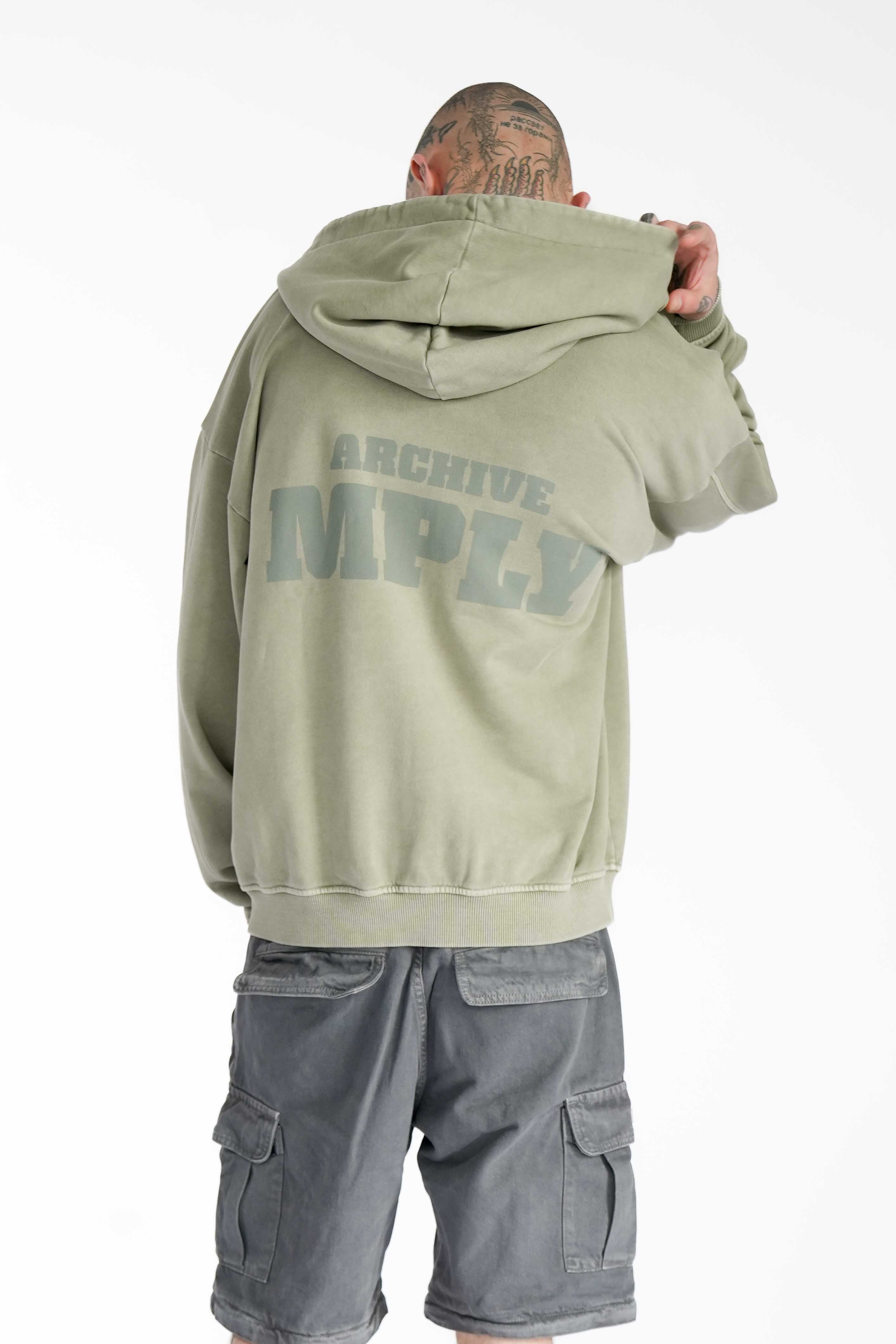 Multiply Apparel Oversize Zip Hoodie IMPRINTS Seagrass Washed – weitere Ansicht 5