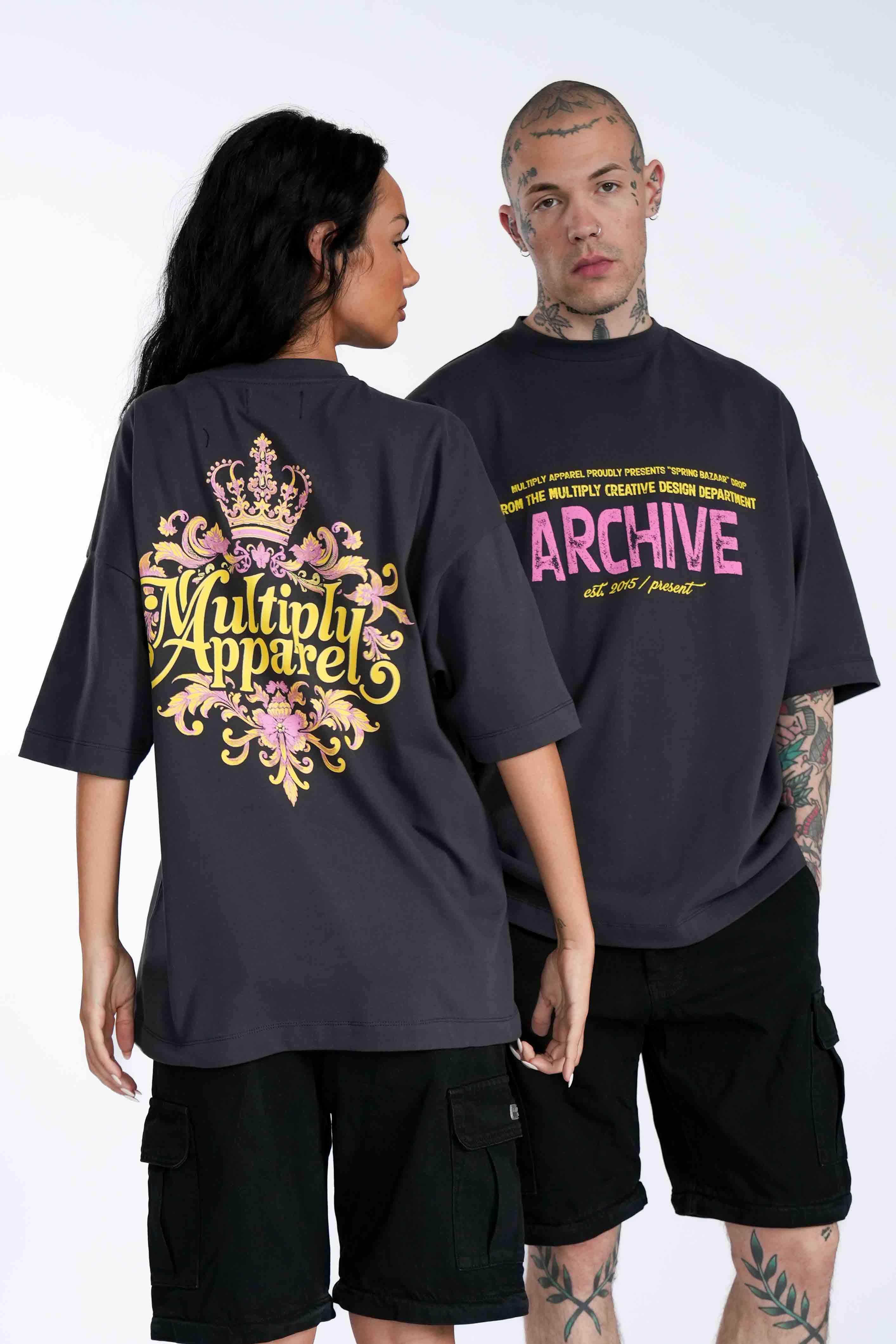 Multiply Apparel Oversize T-Shirt ARCHIVE Black Soda – Frontalansicht