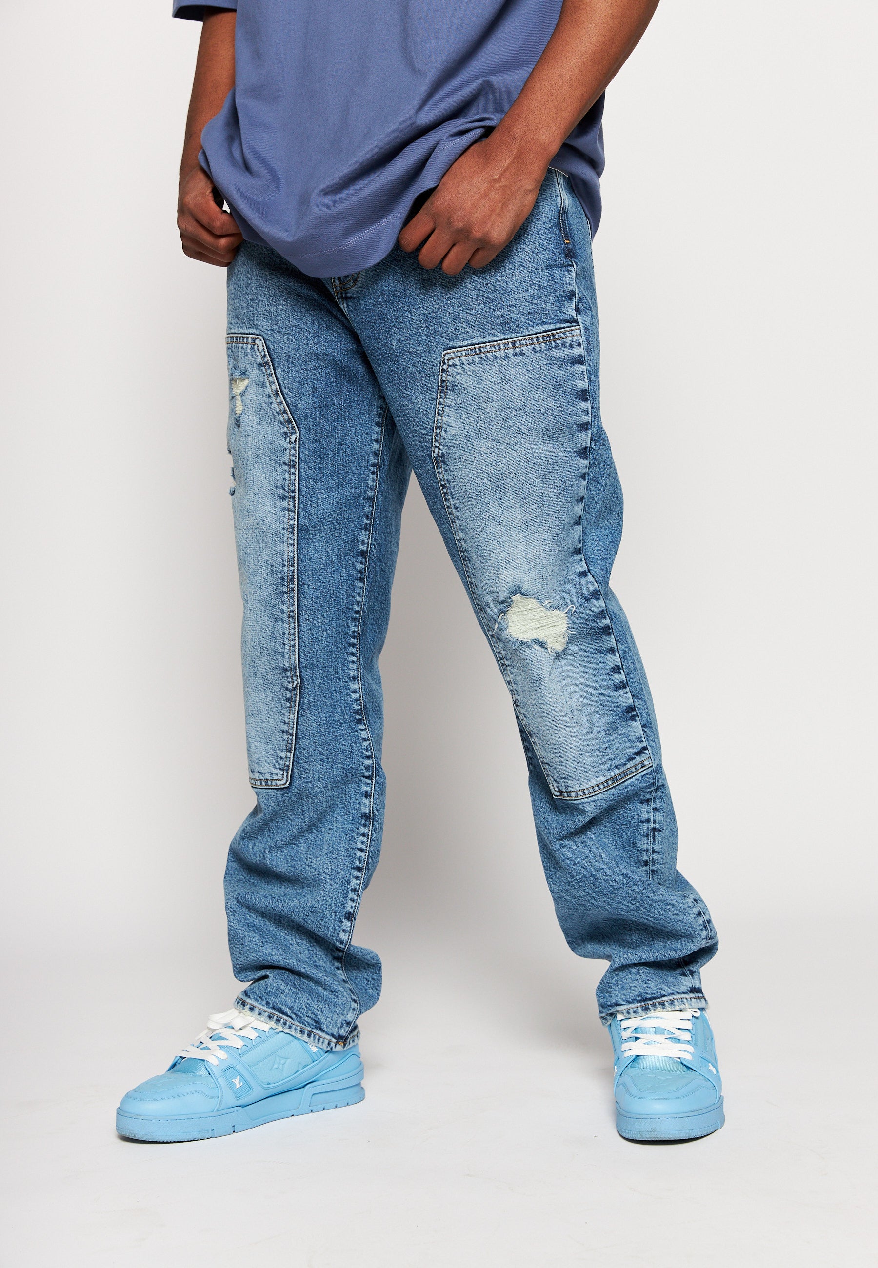 Multiply Spparel Multiply Denim CARPENTER DESTROYED Blue Grey