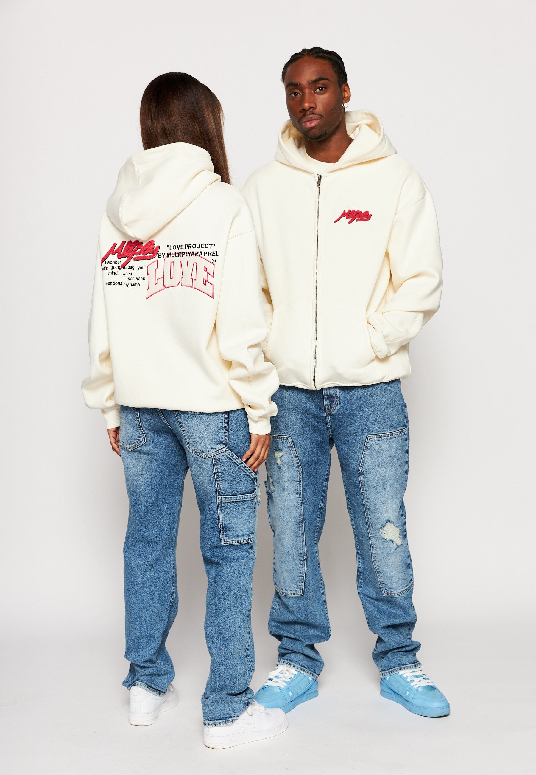 Multiply Apparel Oversize Zip Hoodie COLLEGE MIX Egret – weitere Ansicht 3