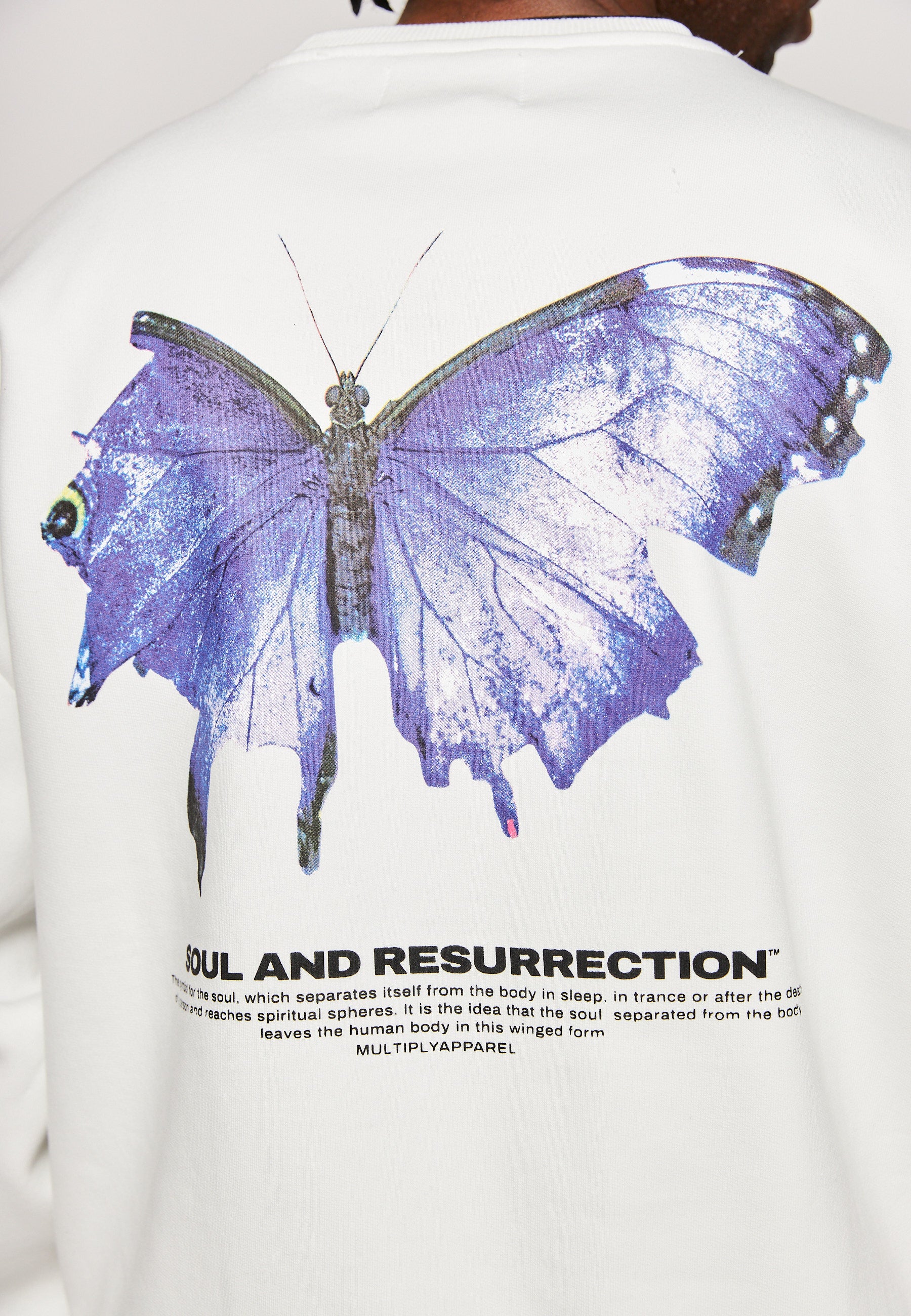 Multiply Apparel Oversize Sweatshirt BUTTERFLY Snow White – weitere Ansicht 5