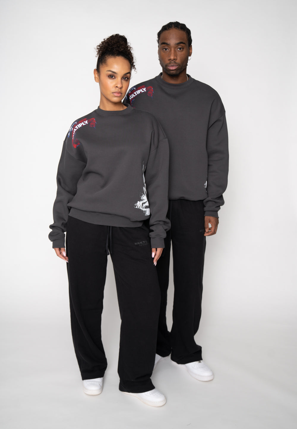 Oversize Sweatshirt SKULL SKETCH Black Soda Washed