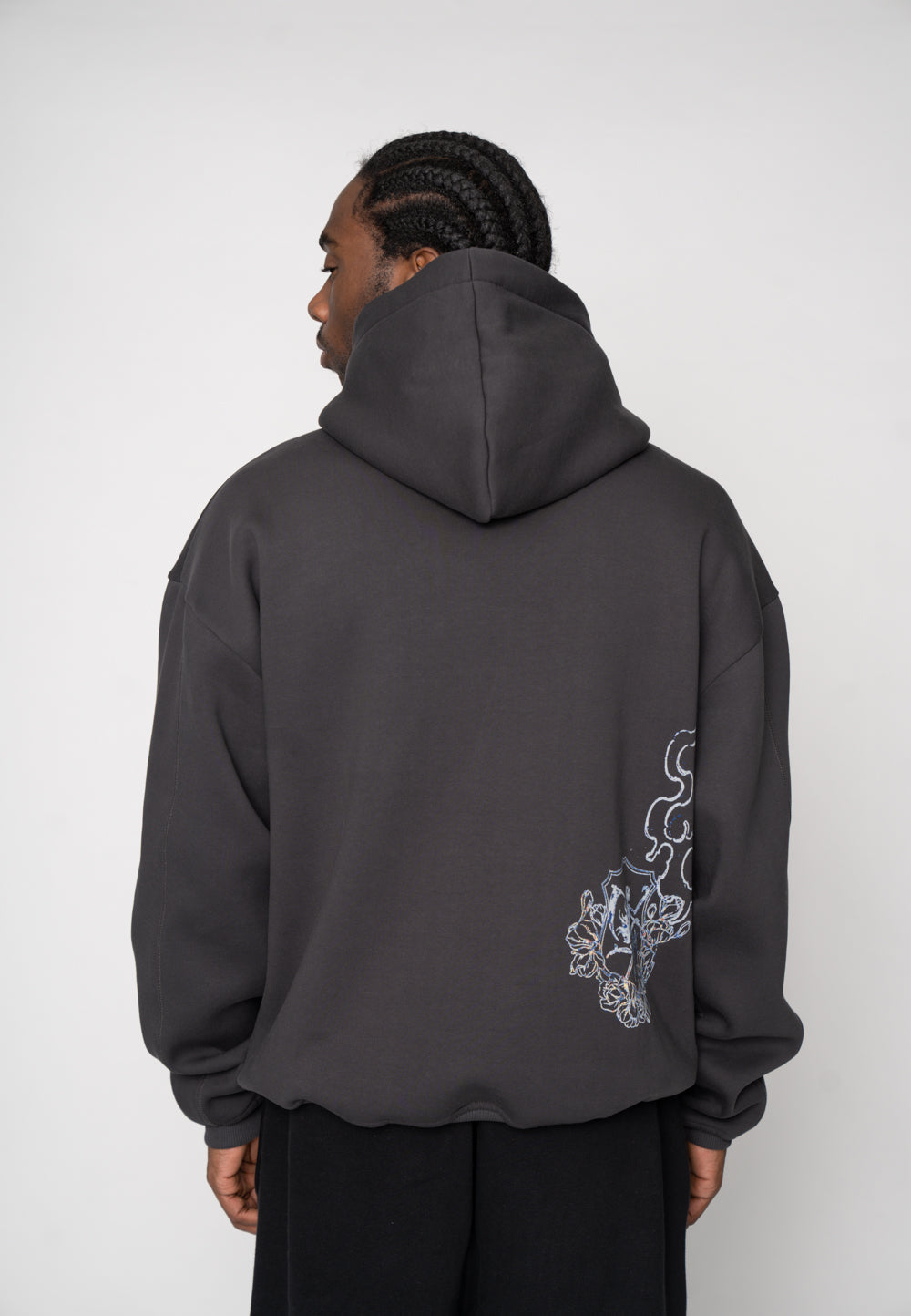 Multiply Apparel Oversize Hoodie INITIAL SKETCH Black Soda Washed – weitere Ansicht 8