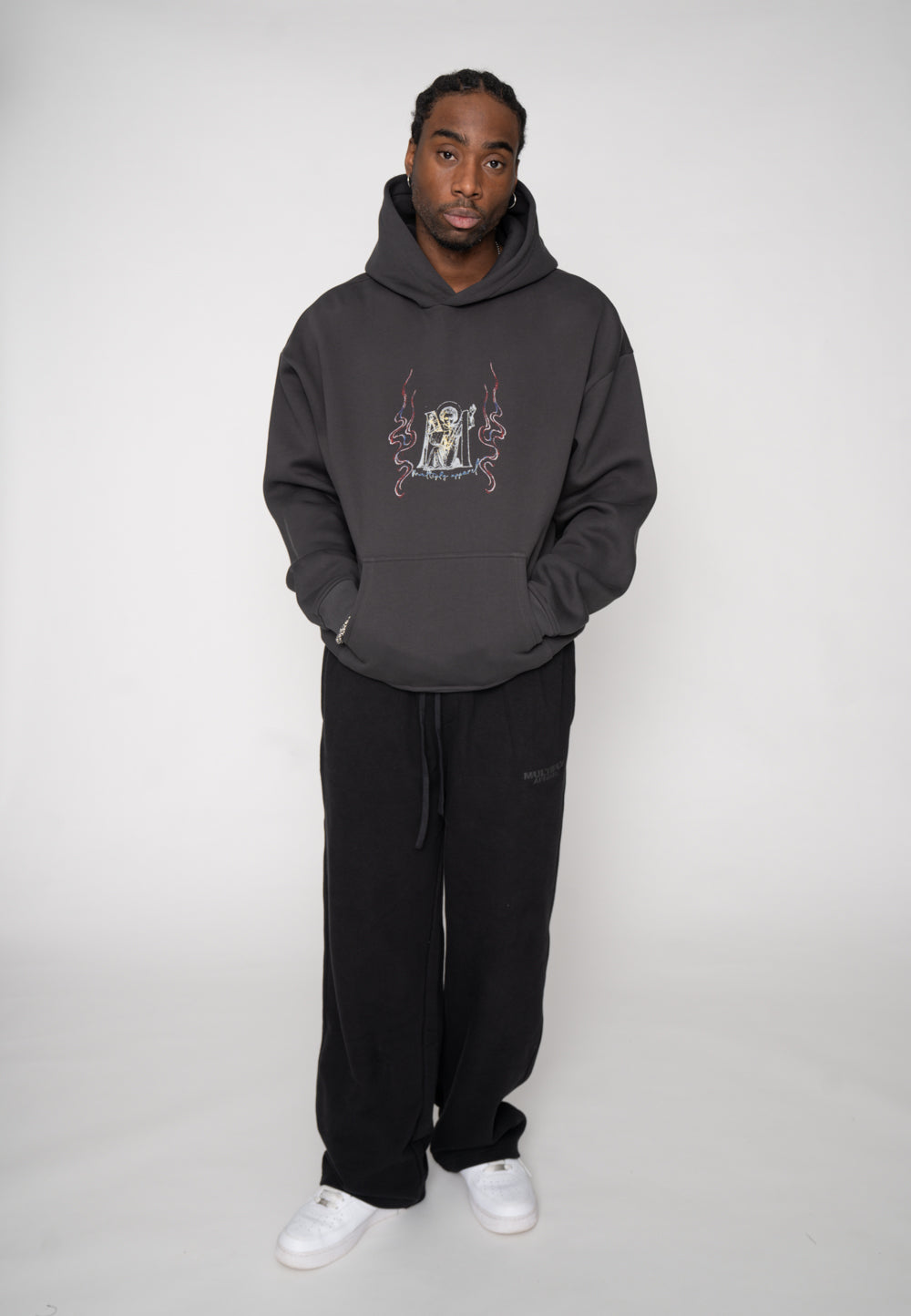 Multiply Apparel Oversize Hoodie BIRD SKETCH Black Soda Washed – weitere Ansicht 6