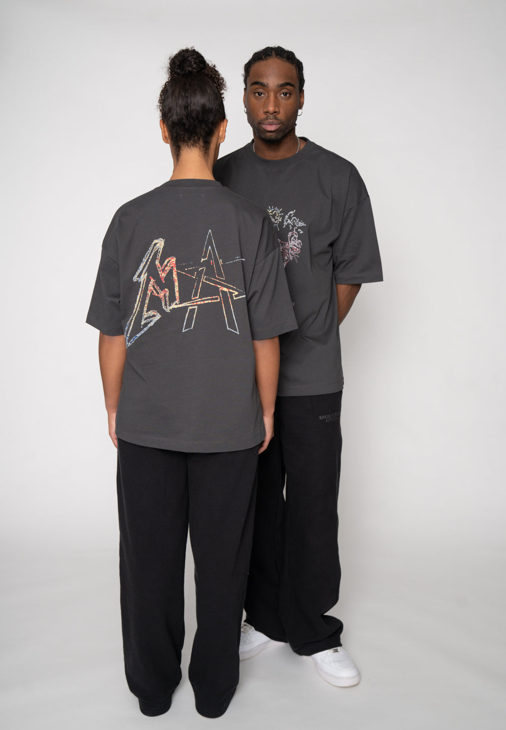 Multiply Apparel Oversize T-Shirt SNAKE SKETCH Black Soda Washed – weitere Ansicht 5