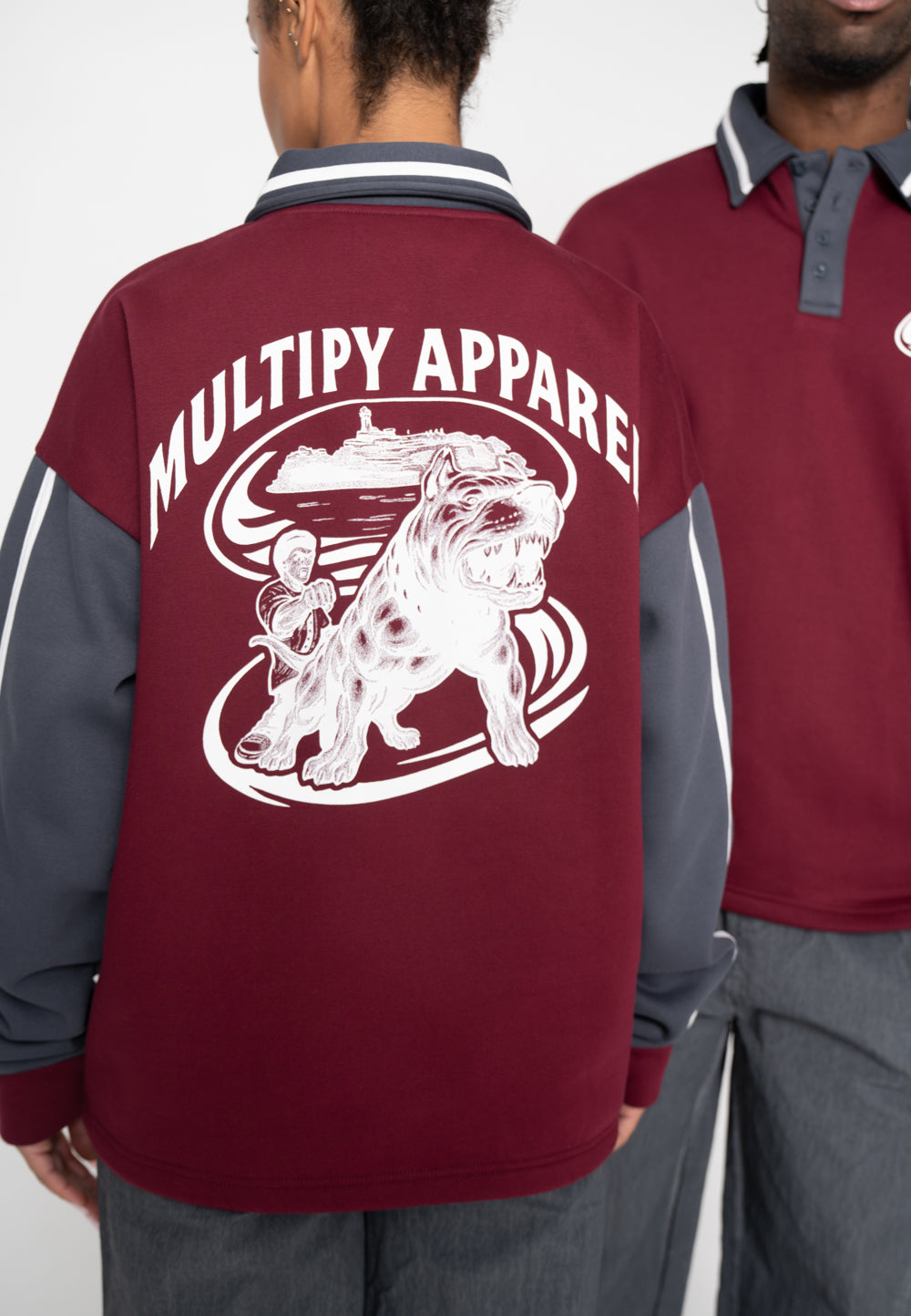Multiply Apparel Oversize Sweatshirt Polo RAD Maroon Red – weitere Ansicht 6