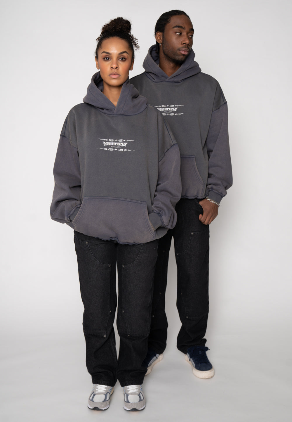 Oversize Hoodie WESTERN Ombre Blue