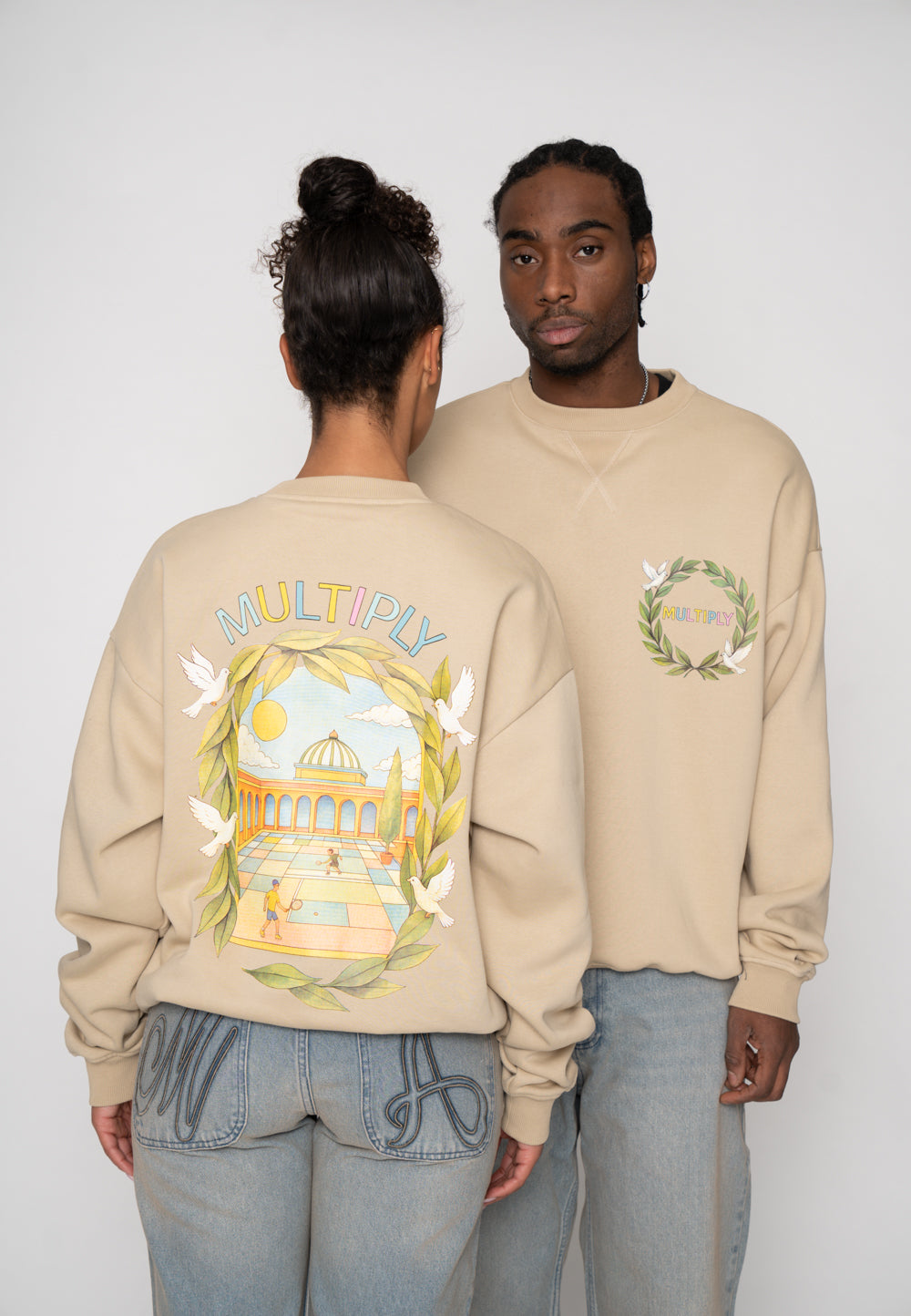 Multiply Apparel Oversize Sweatshirt RIVIERA Fields of Rye – Frontalansicht