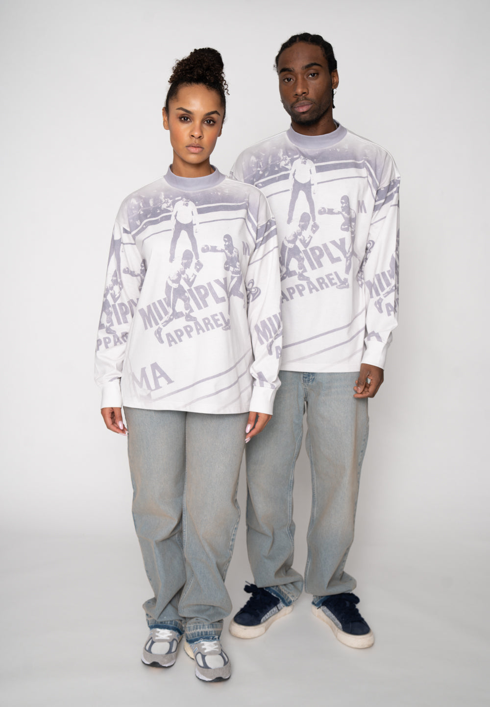 Multiply Apparel Oversize Longsleeve BOXING RING Vasporous Grey – weitere Ansicht 5