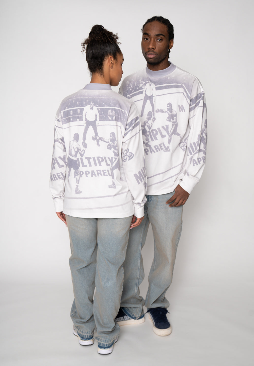 Multiply Apparel Oversize Longsleeve BOXING RING Vasporous Grey – weitere Ansicht 6
