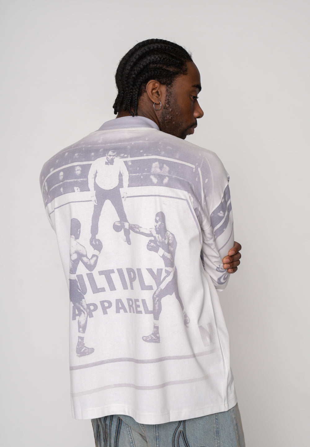 Multiply Apparel Oversize Longsleeve BOXING RING Vasporous Grey – weitere Ansicht 4