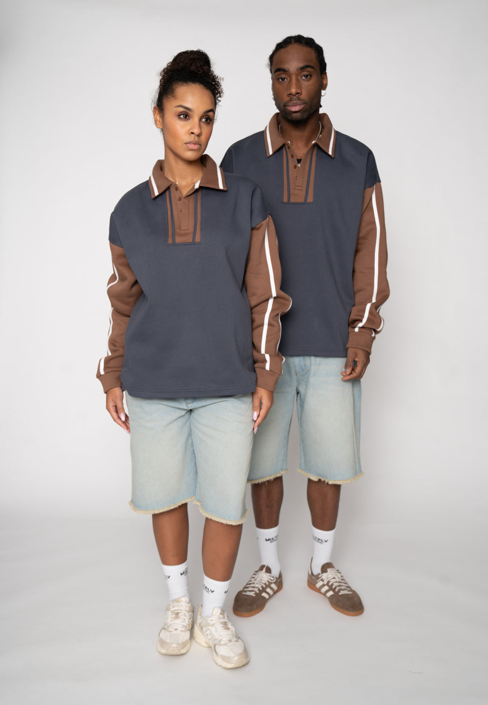 Multiply Apparel Oversize Sweatshirt Polo GRIND Ombre Blue – weitere Ansicht 3