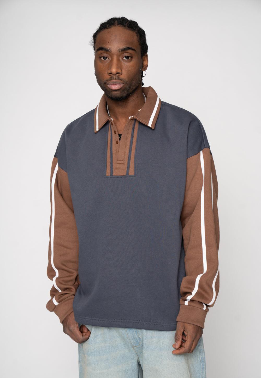 Multiply Apparel Oversize Sweatshirt Polo GRIND Ombre Blue – weitere Ansicht 6