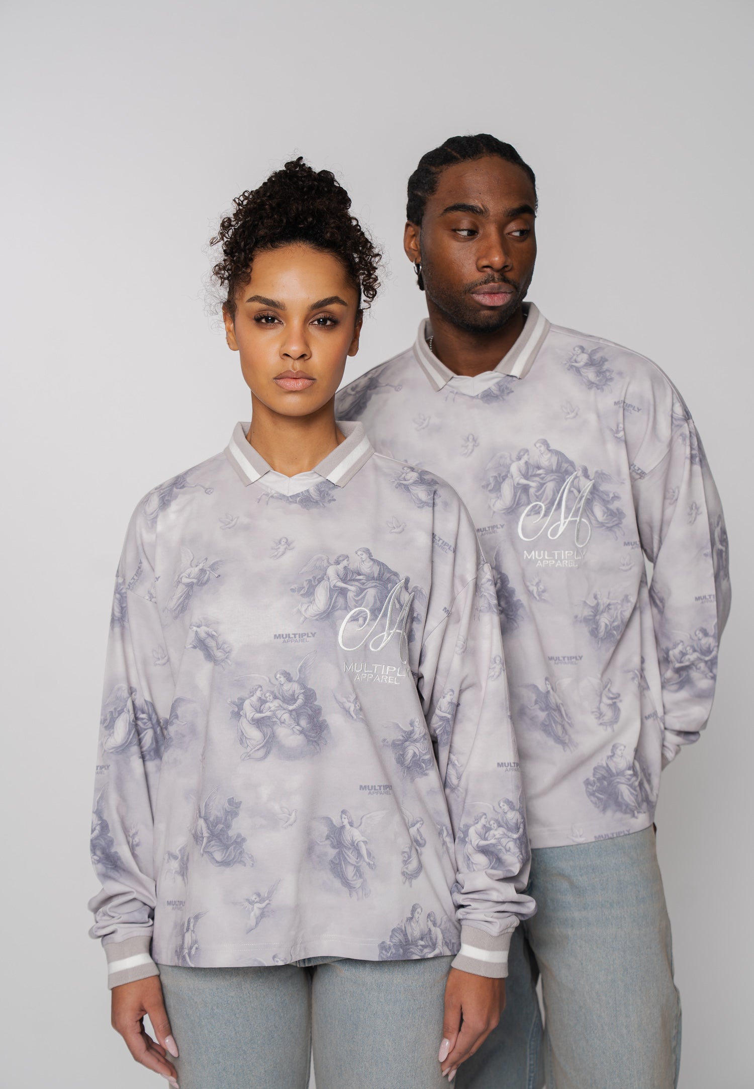 Multiply Apparel Oversize Polo ETHERIAL Alloy – Frontalansicht