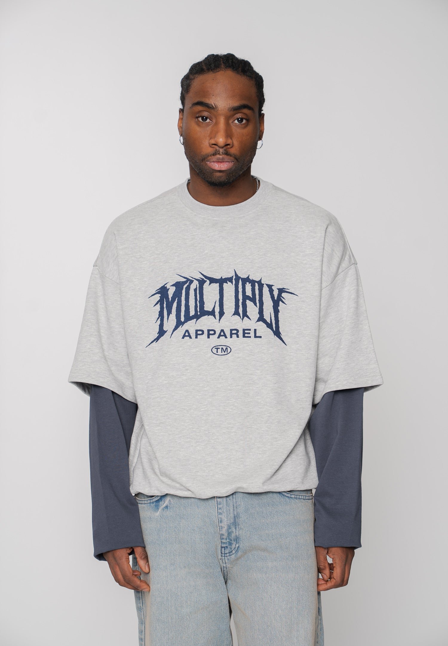 Multiply Apparel Oversize Sweatshirt GRUNGE Grey Melange – weitere Ansicht 3