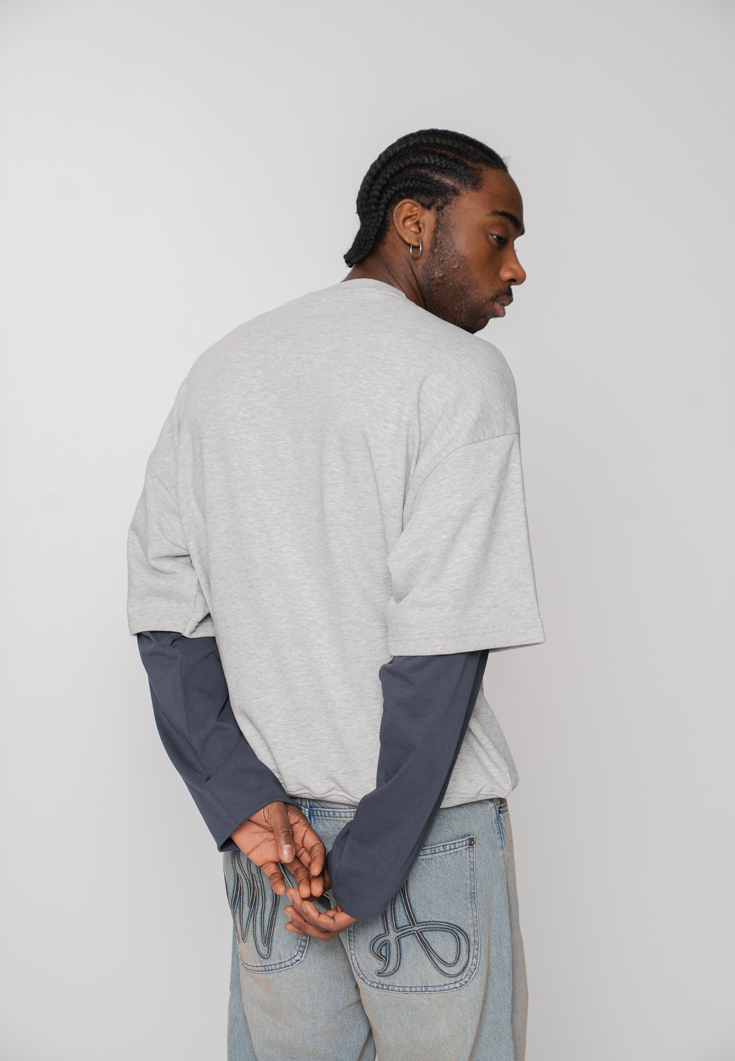 Multiply Apparel Oversize Sweatshirt GRUNGE Grey Melange – weitere Ansicht 2