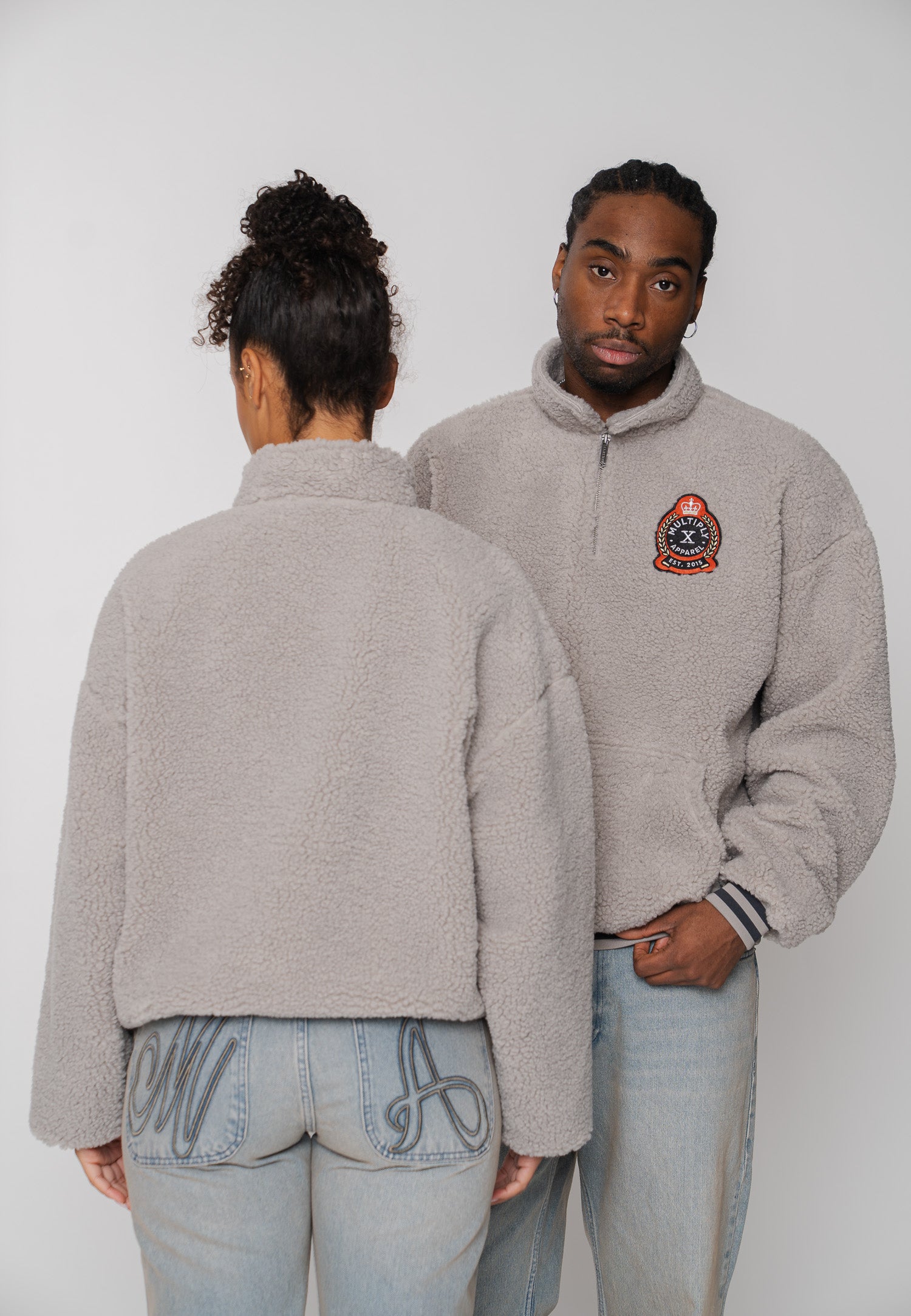 Multiply Apparel Sweater Sherpa EPOCH Opal Grey – Frontalansicht