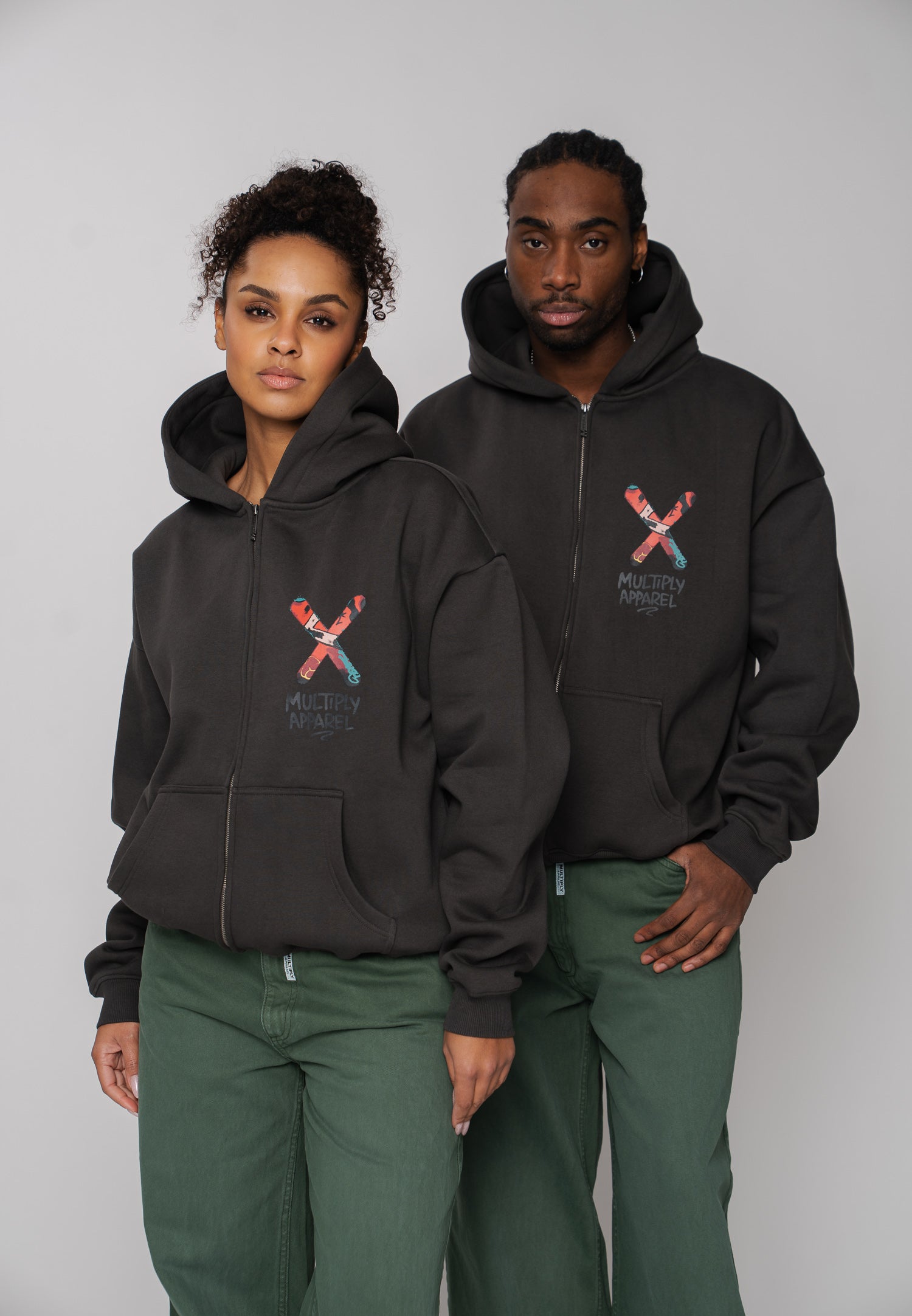 Multiply Apparel Zip Hoodie BIG APPLE Phantom Washed – weitere Ansicht 4