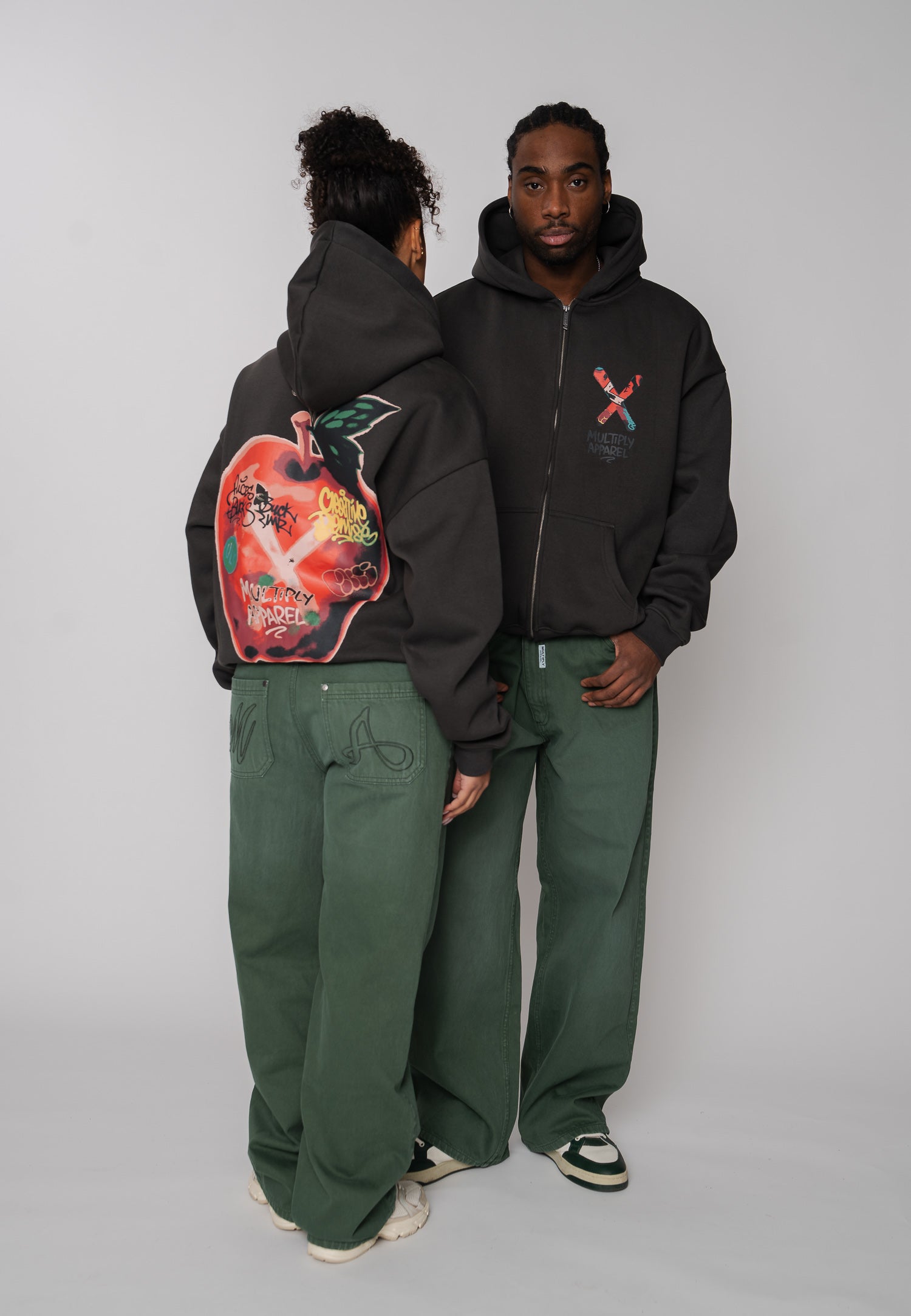Multiply Apparel Zip Hoodie BIG APPLE Phantom Washed – weitere Ansicht 3