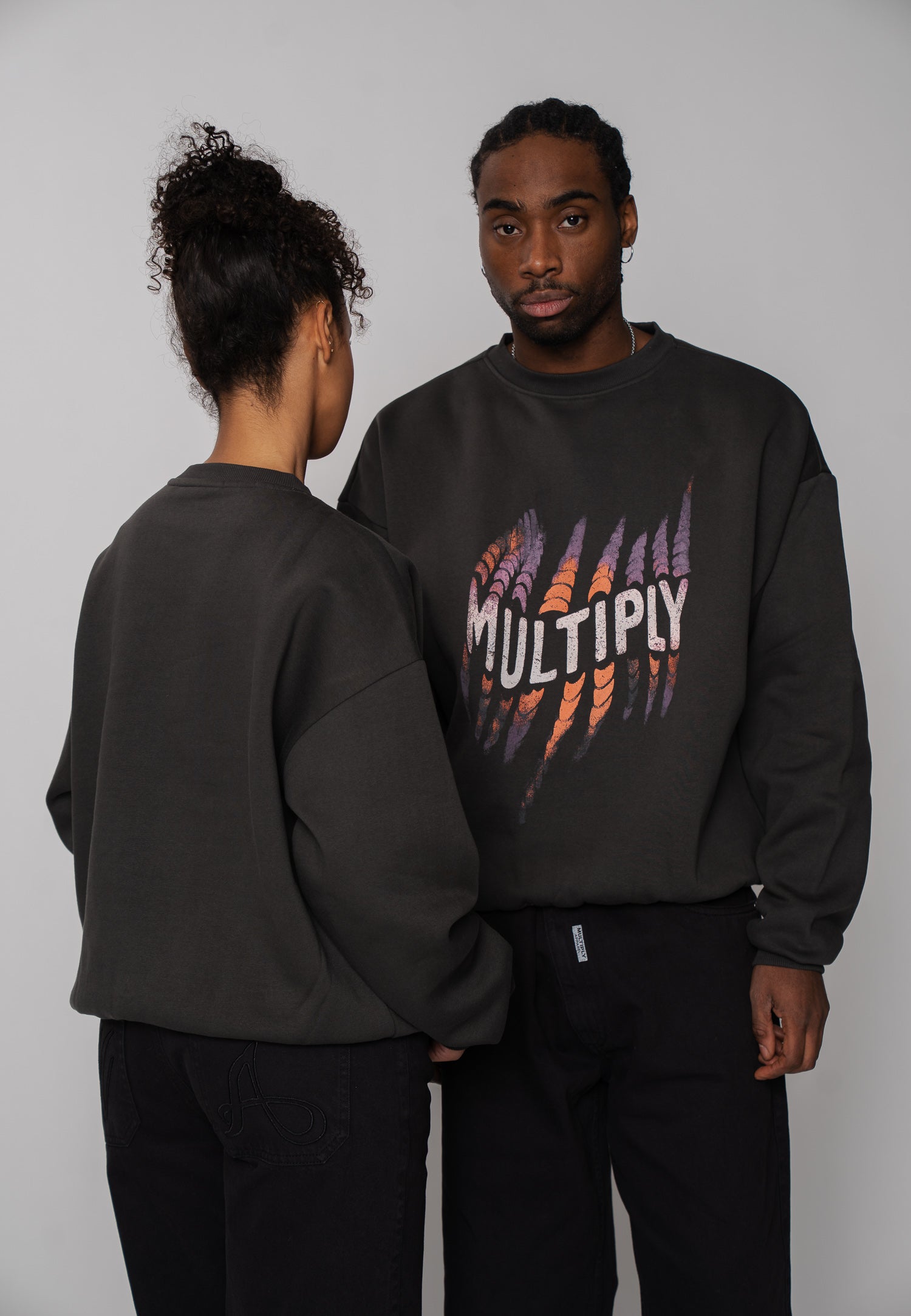 Multiply Apparel Oversize Sweatshirt WATERCOLOUR Phantom Washed – weitere Ansicht 3