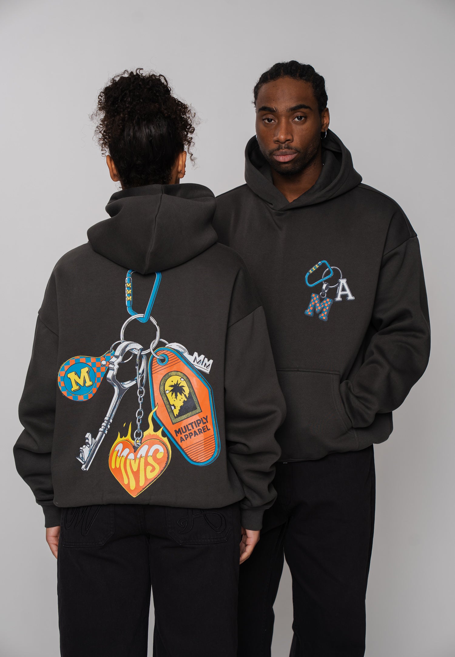Multiply Apparel Hoodie PASSKEY Phantom Washed – Frontalansicht