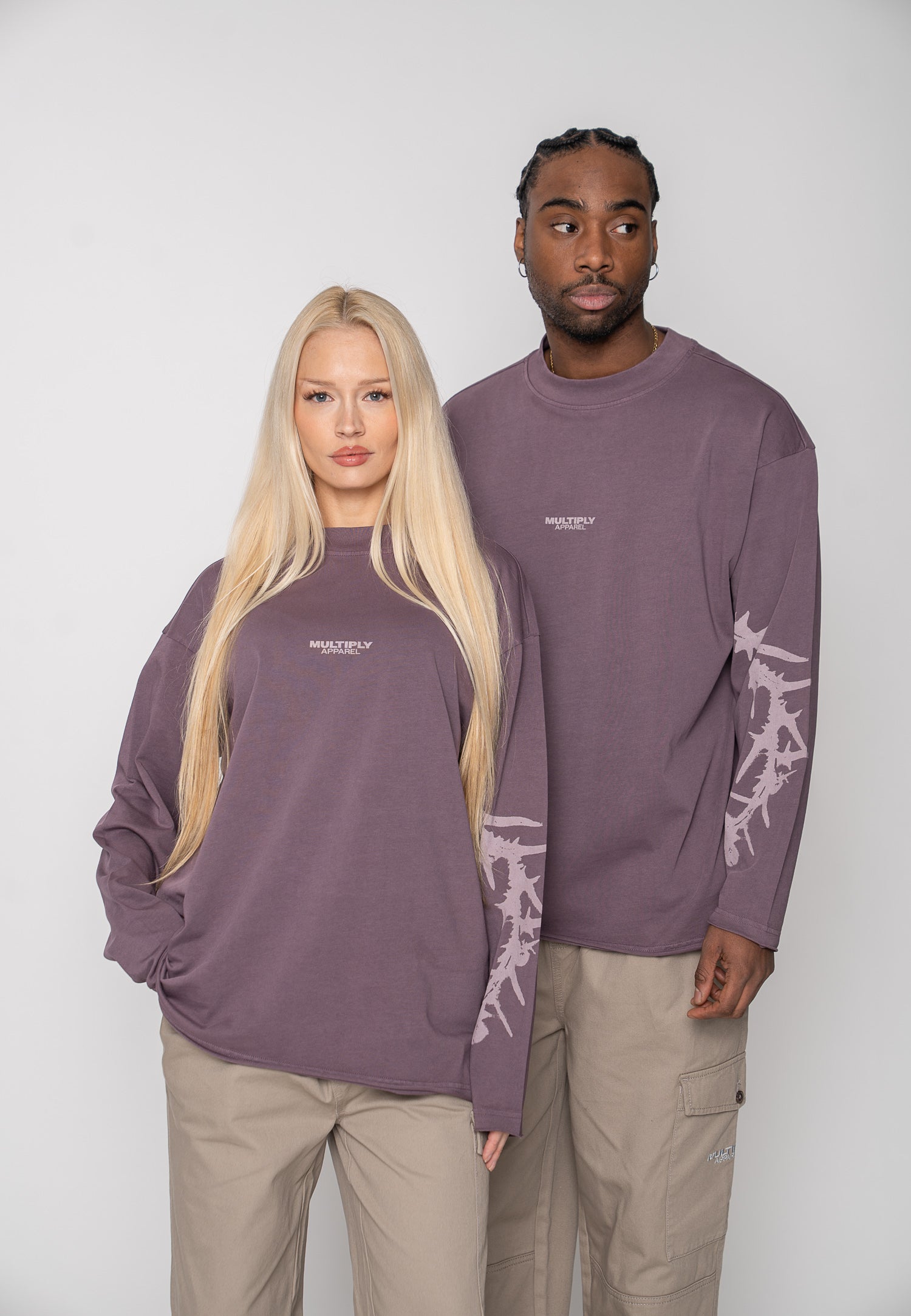Multiply Apparel Longsleeve THORN Black Plum – weitere Ansicht 4