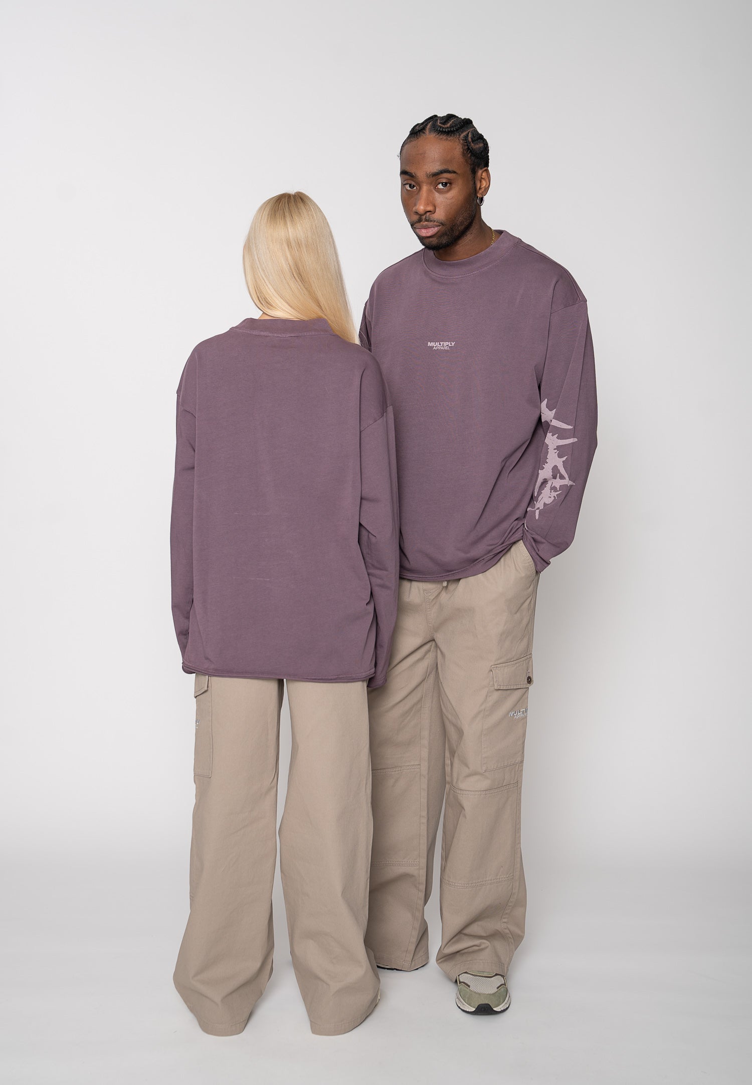Multiply Apparel Longsleeve THORN Black Plum – weitere Ansicht 3