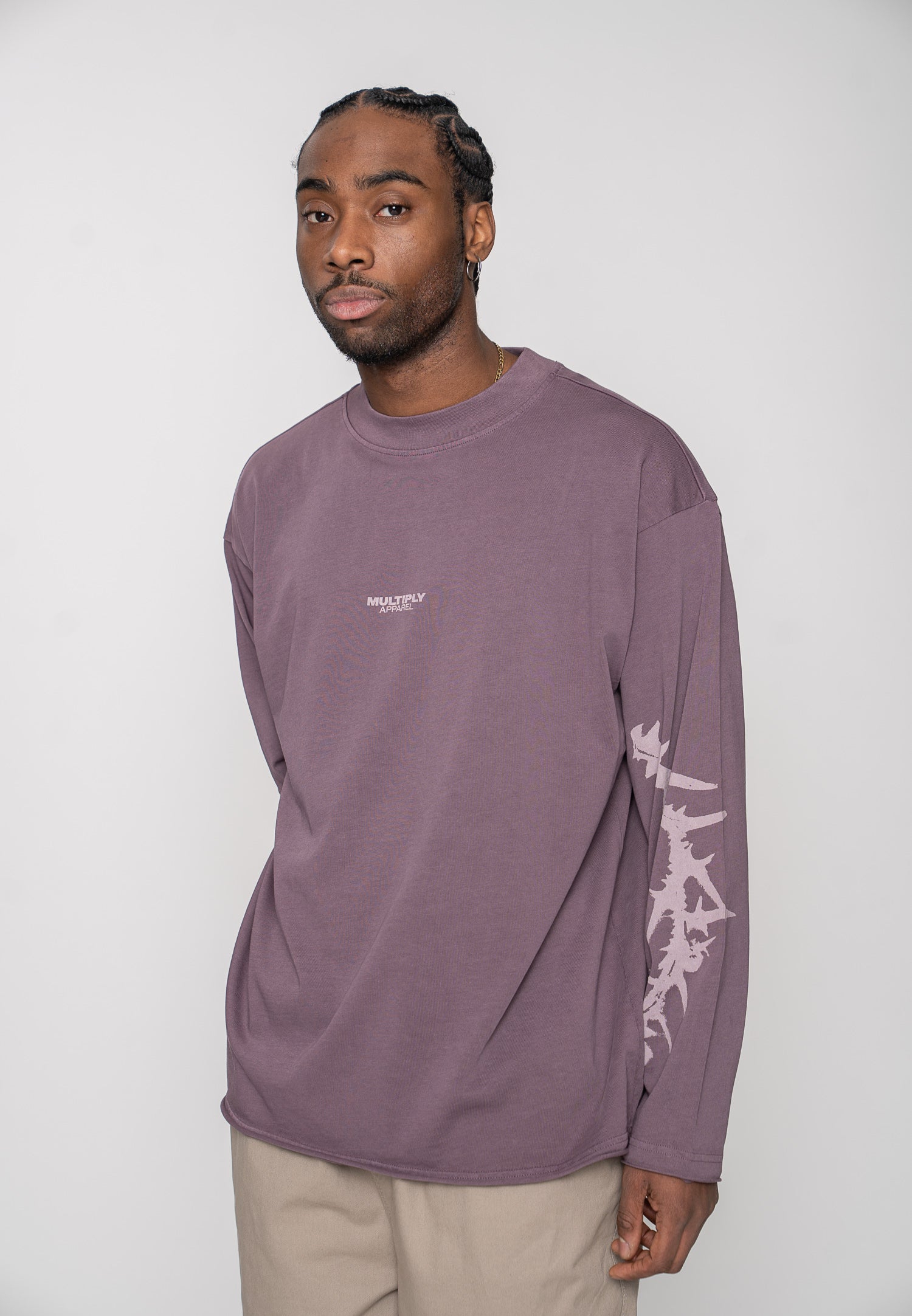 Multiply Apparel Longsleeve THORN Black Plum – weitere Ansicht 5