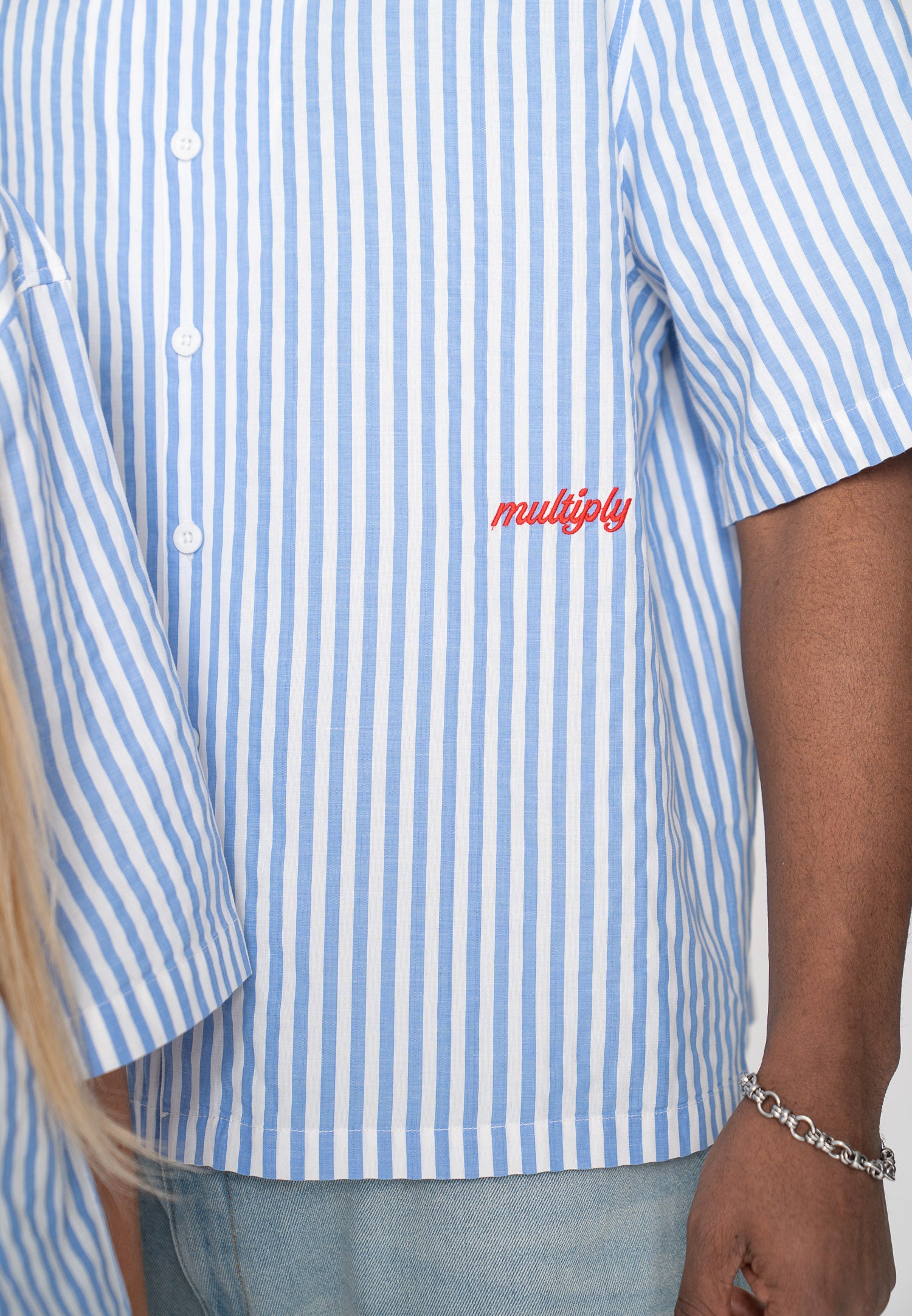Multiply Apparel Short Sleeve Shirt STRIPED Baby Blue – weitere Ansicht 5