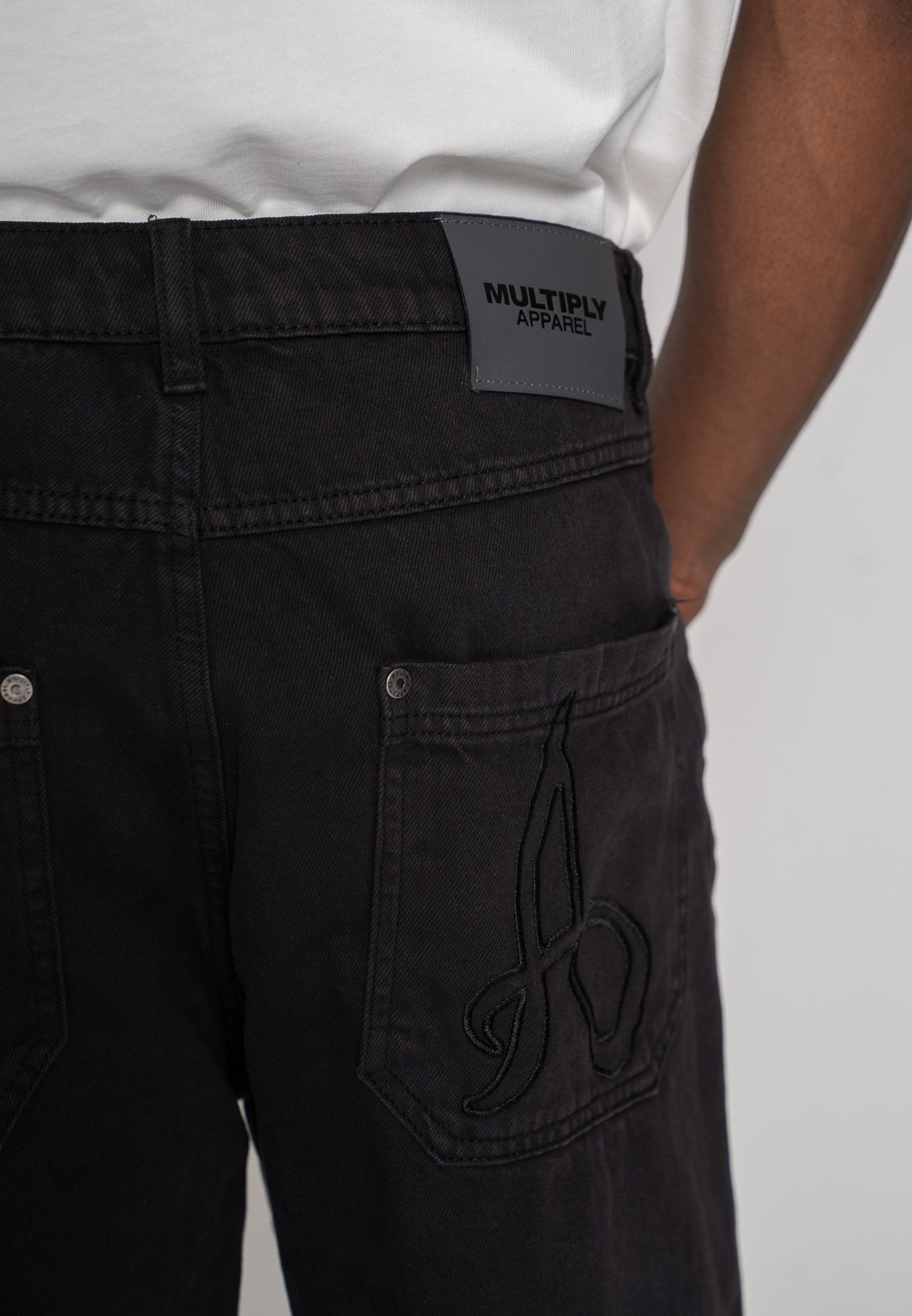 Wide Straight Jeans Black Washed