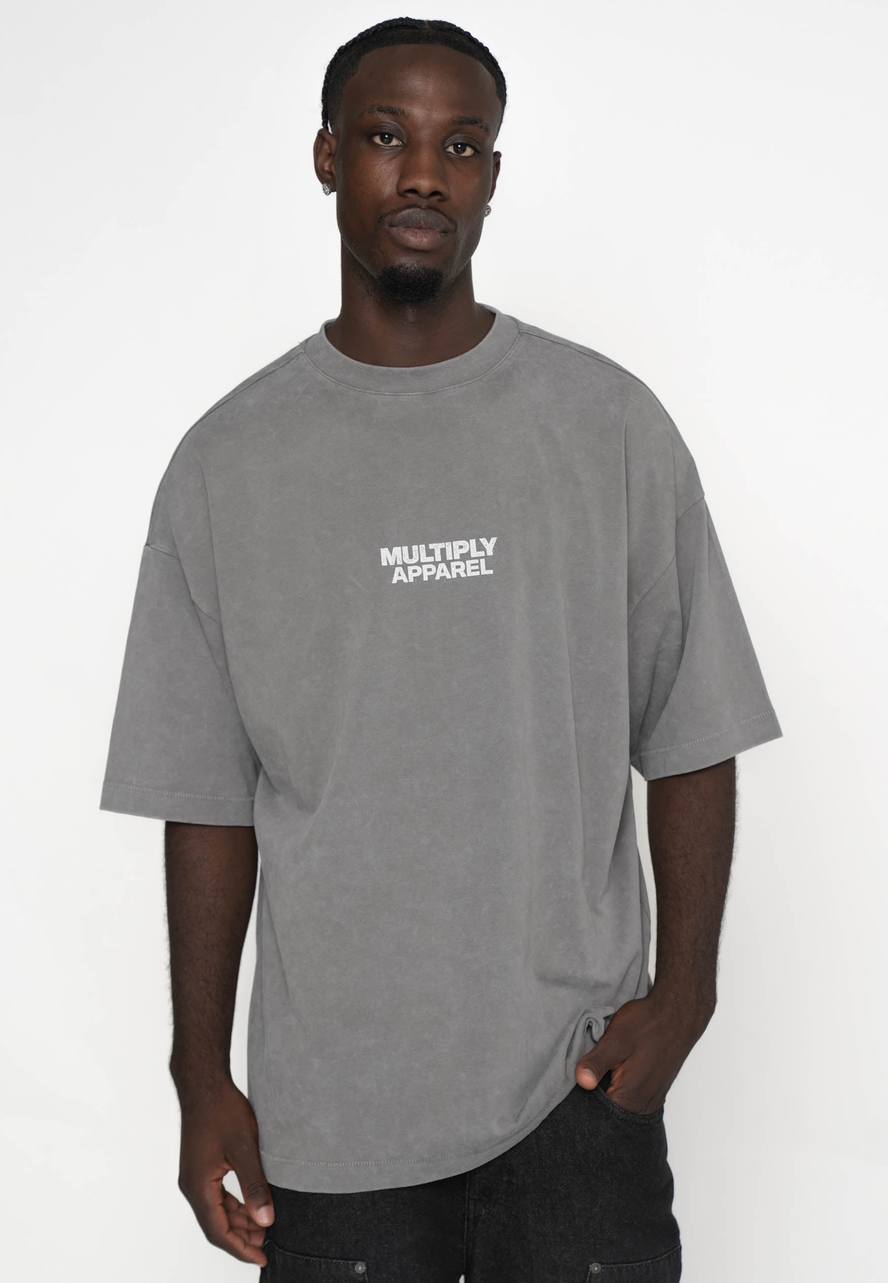 Oversize T-shirt MULTIPLY CREST Gargoyle washed