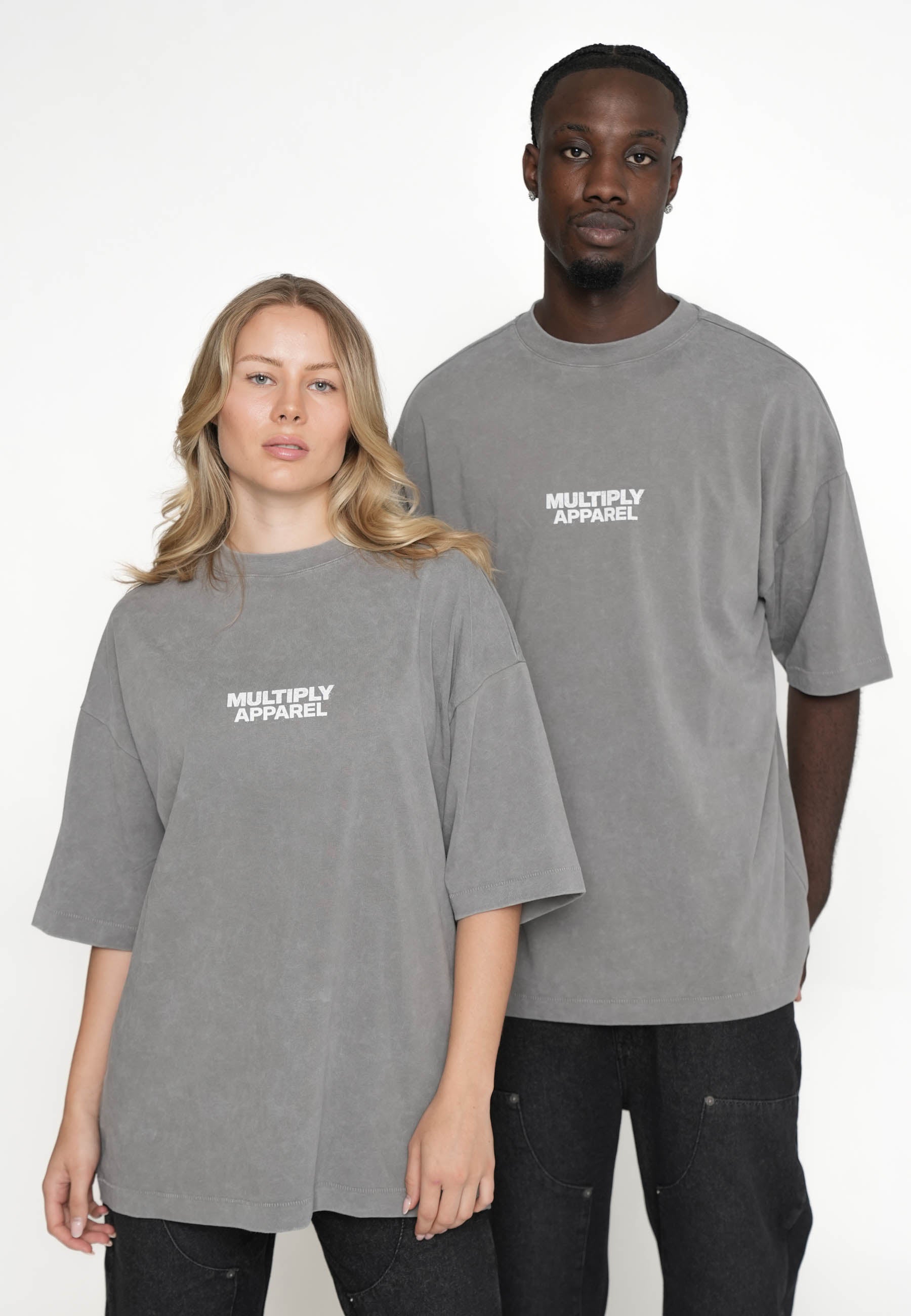 Oversize T-shirt MULTIPLY CREST Gargoyle washed