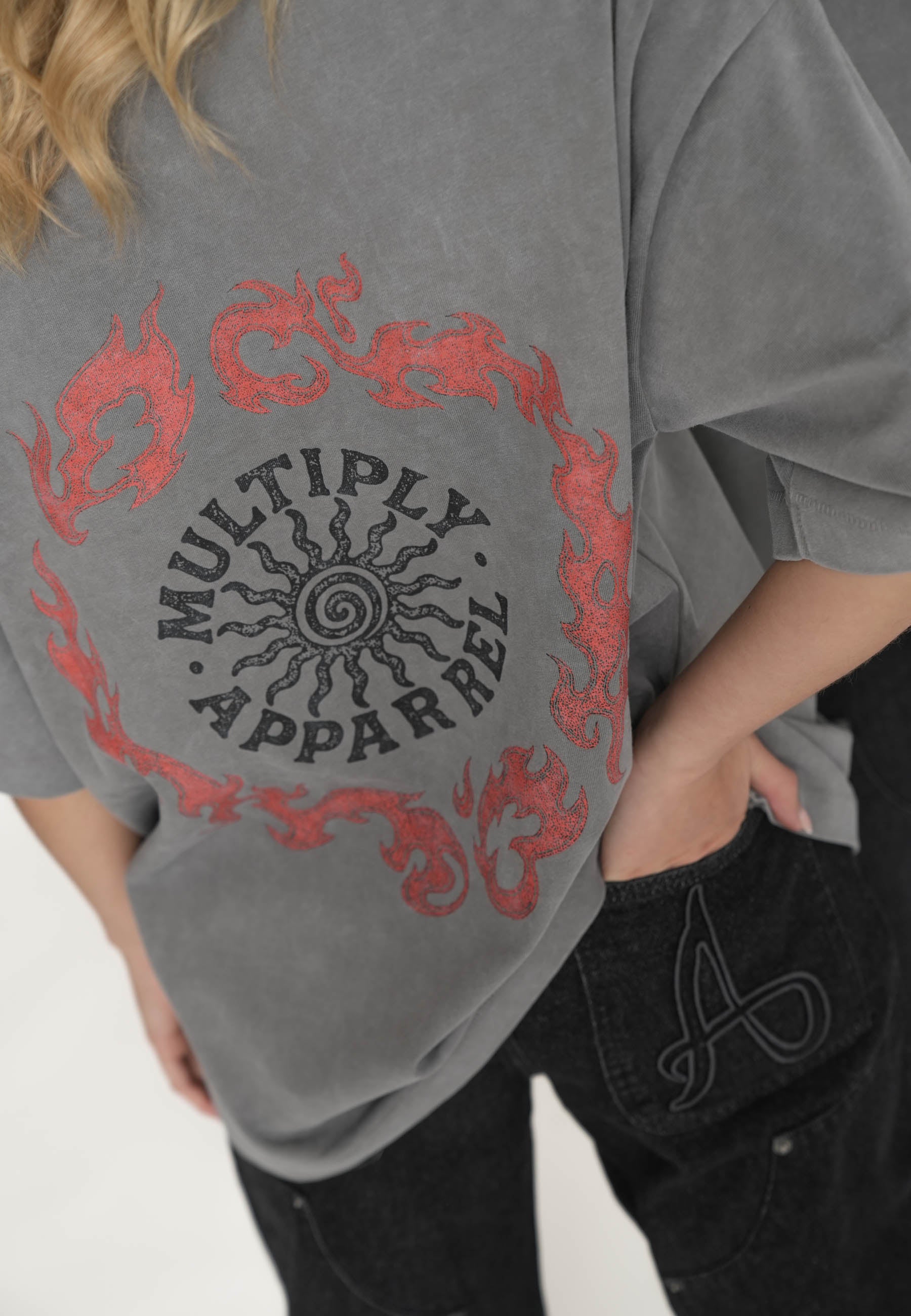 Multiply Apparel Oversize T-shirt CELTIC Gargoyle washed – weitere Ansicht 2