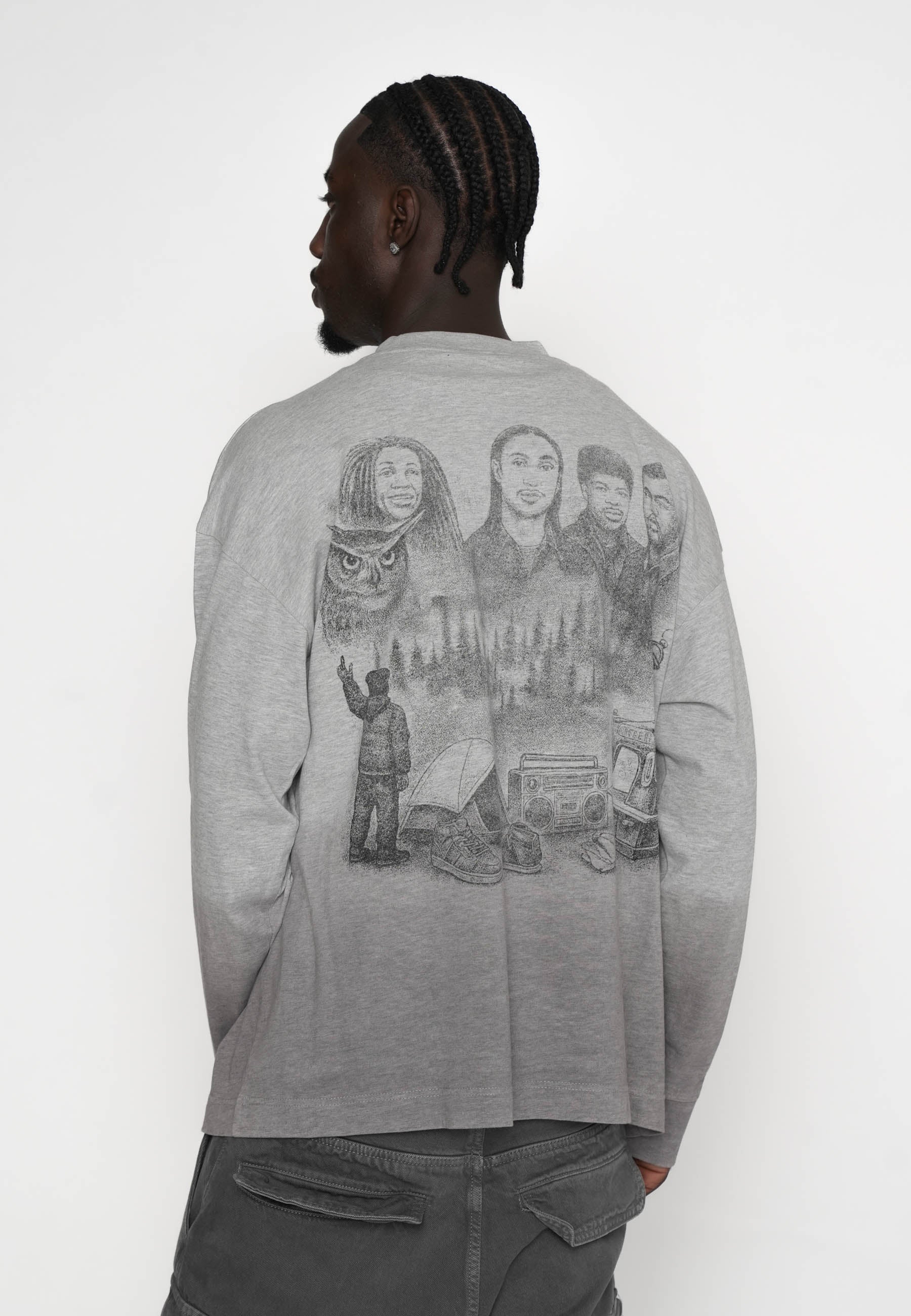 Multiply Apparel Oversize Longsleeve CAMPSITE Grey Melange – weitere Ansicht 4