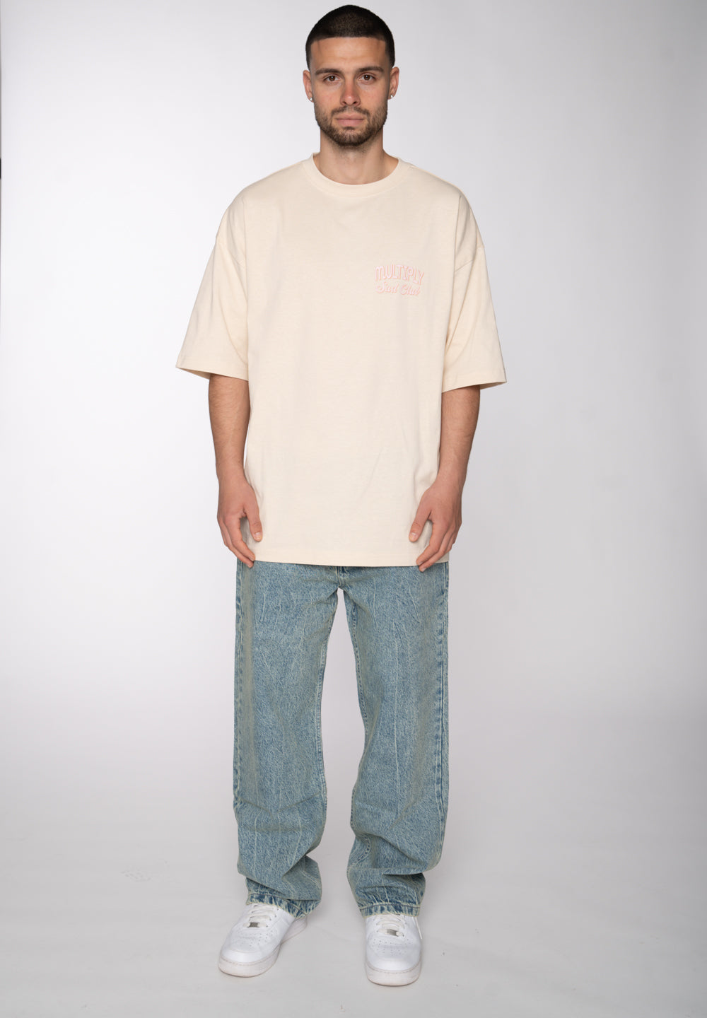 Multiply Apparel Oversize T-Shirt SAD CLUB White Smoke – weitere Ansicht 3