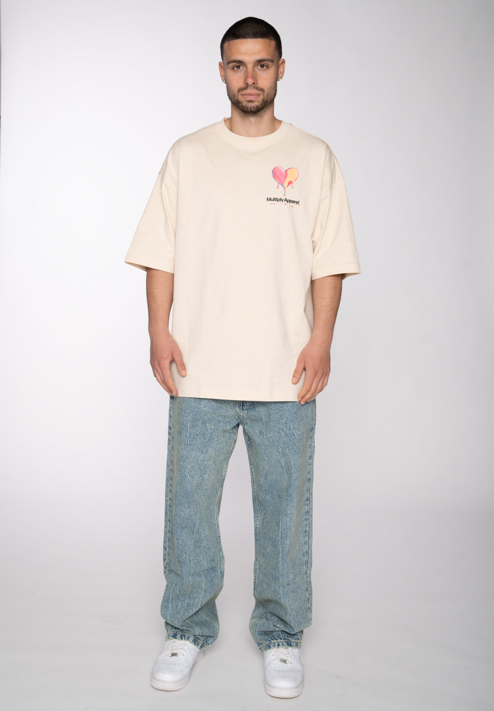 Multiply Apparel Oversize T-Shirt ICE CREAM LOVERS White Smoke – weitere Ansicht 3