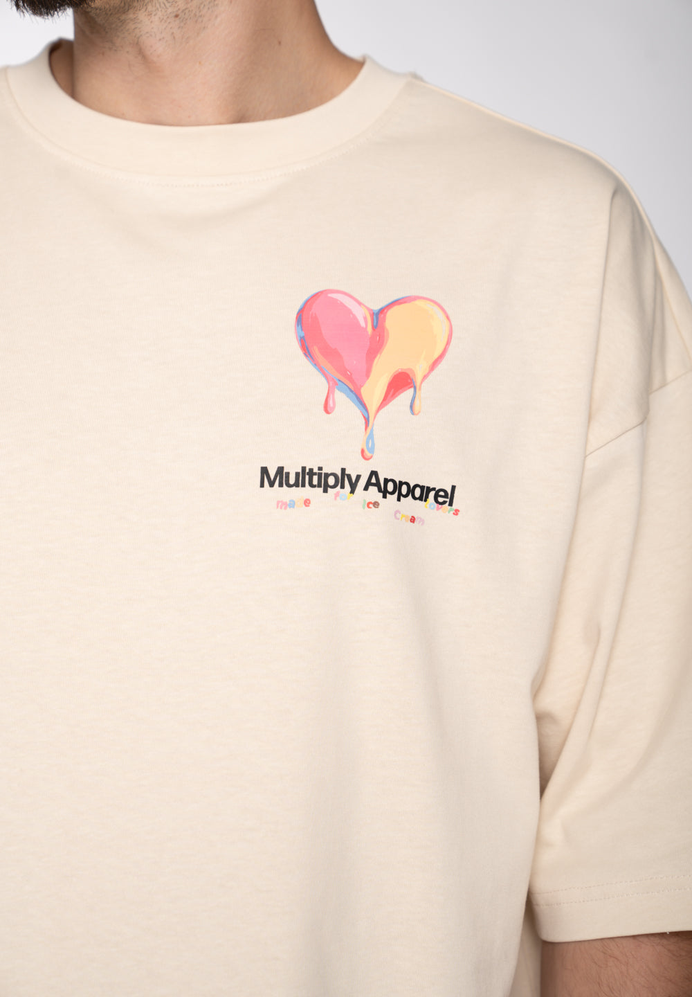 Multiply Apparel Oversize T-Shirt ICE CREAM LOVERS White Smoke – weitere Ansicht 5