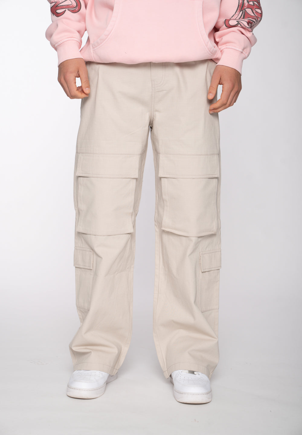 Multiply Apparel Cargo Pants UTILITY Beige – Frontalansicht