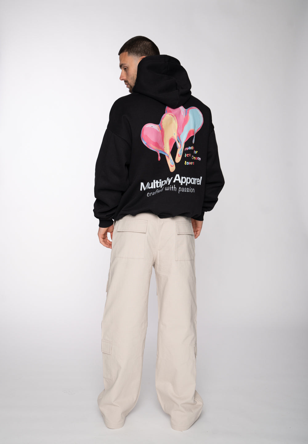 Multiply Apparel Oversize Hoodie ICE CREAM LOVERS Black – weitere Ansicht 4