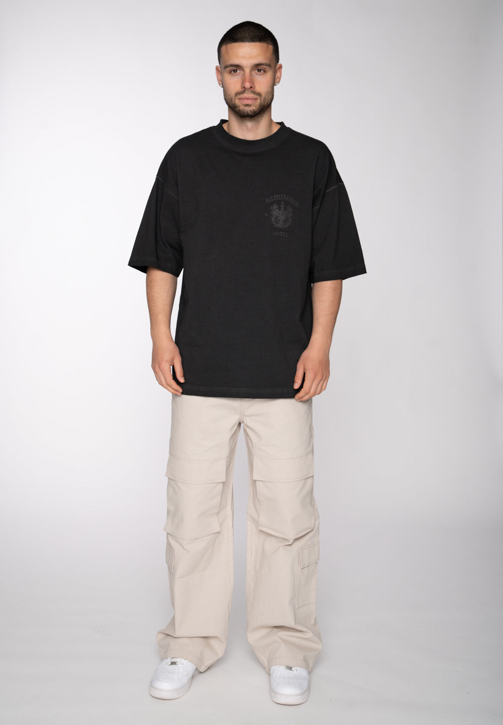 Multiply Apparel Oversize T-Shirt WASHED MULTIPLY MANSION Black Washed – weitere Ansicht 3