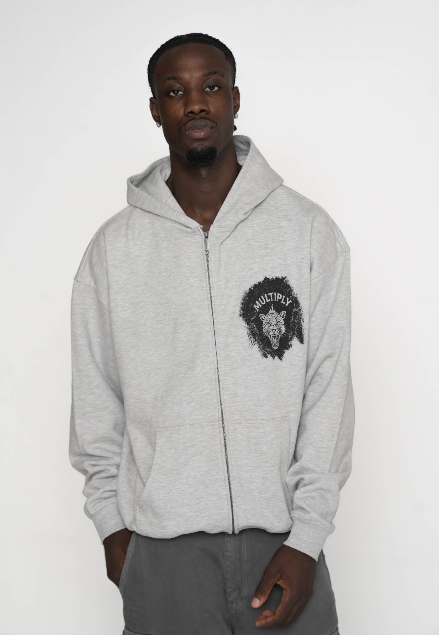 Oversize Zip Hoodie CARNIVORE Grey Melange