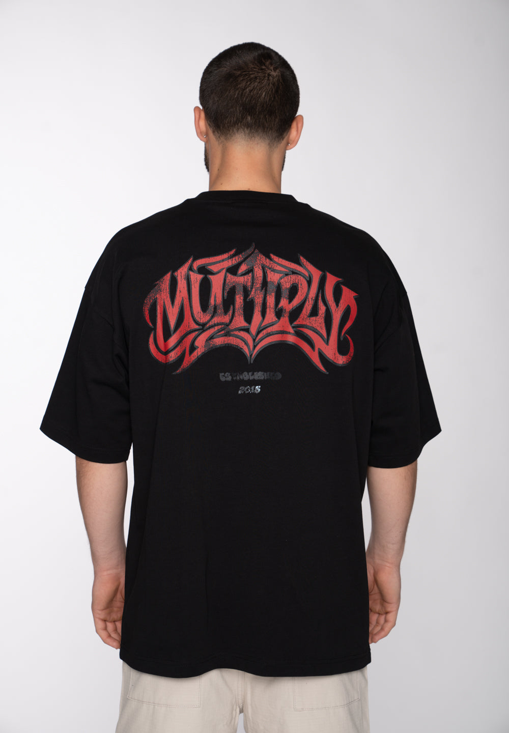 Multiply Apparel Oversize T-Shirt VINTAGE GRAFFITI Black – Frontalansicht